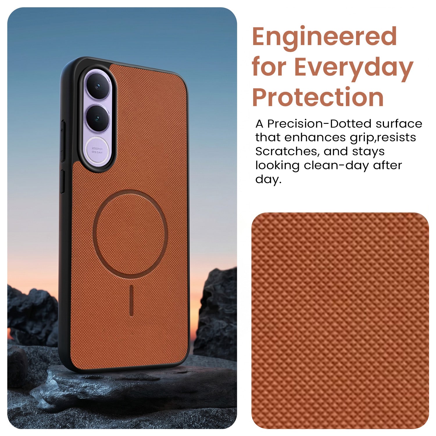 For Vivo V70 FE 5G Back Cover Case PU Leather (Texture Grip Design | Professional Minimalist | Camera Protection | Soft and Flexible)