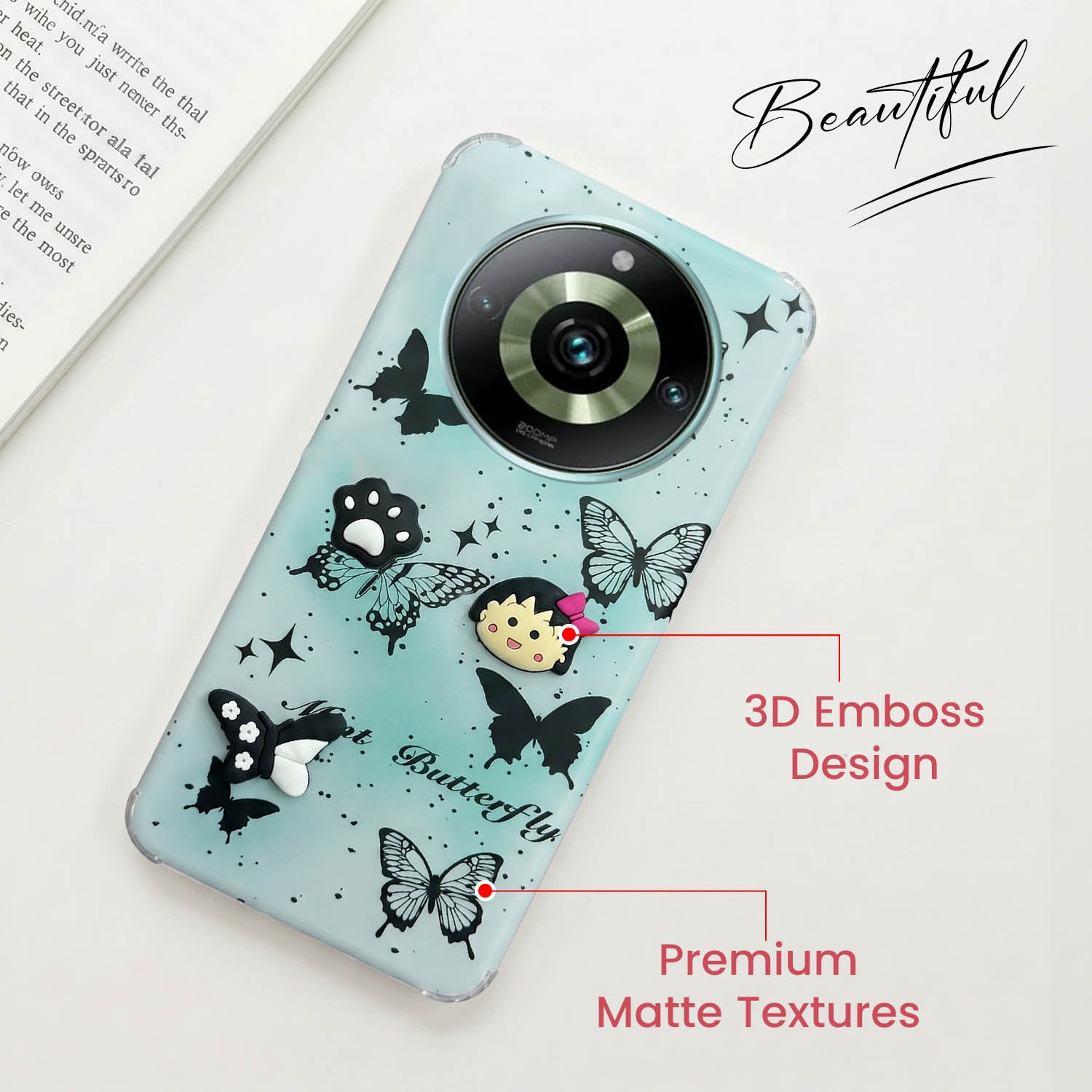 For Realme 11 Pro 5G | Realme 11 Pro Plus 5G Back Cover Case (3D Cute Cartoons | Hard Back Side Soft | Matte Premium Finish | HD Printing)