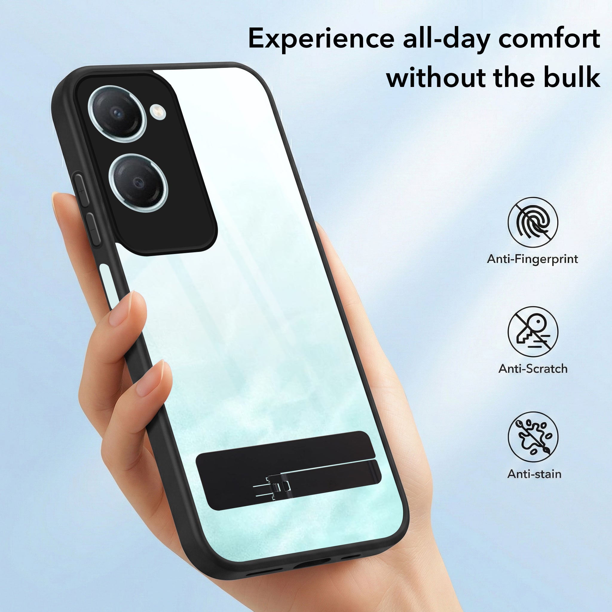 For Vivo iQOO Z9 Lite Back Cover Case (Built-in Stand | Lifetime Anti Yellow | Kickstand Shockproof | Camera Protection | MagSafe Compatible)