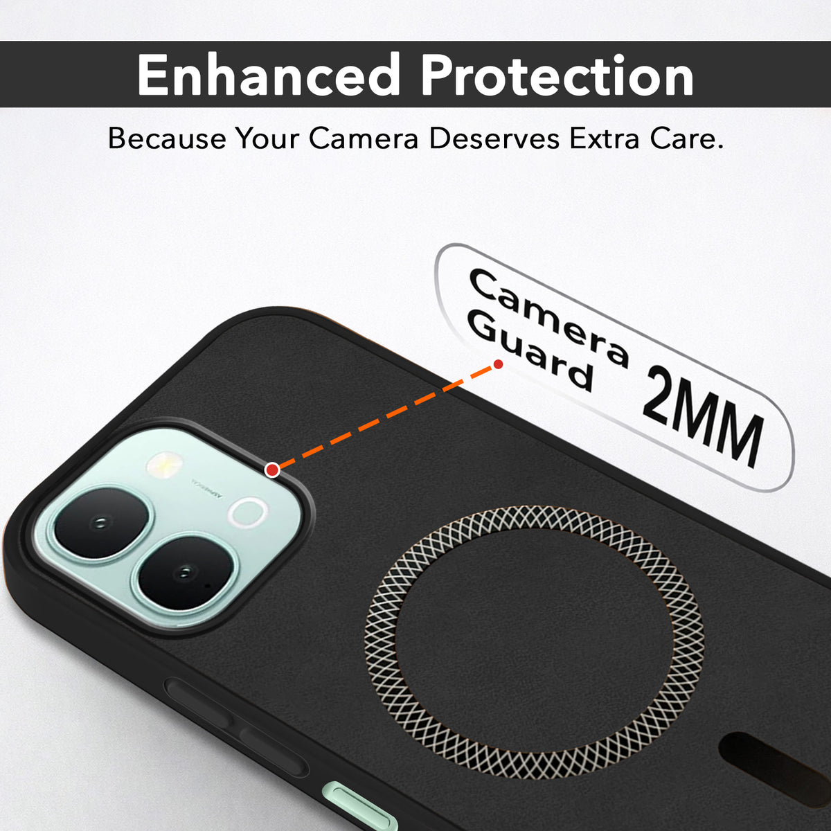 For iQOO Z11x | iQOO Z11xa Back Cover Case Leather Finish (MagSafe Compatible Wireless Charging | Soft Touch | Camera Bump Protection)