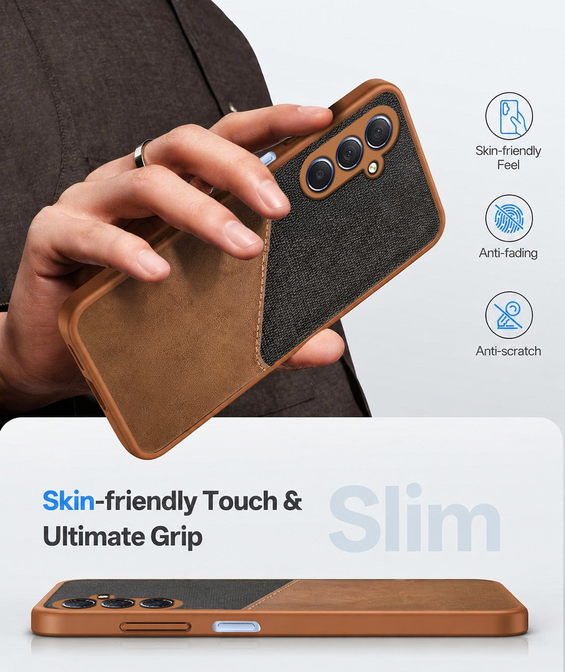 For Samsung Galaxy M54 5G Back Cover Case (Dual PU Leather Stitch | Professional Minimalist | Soft and Flexible)