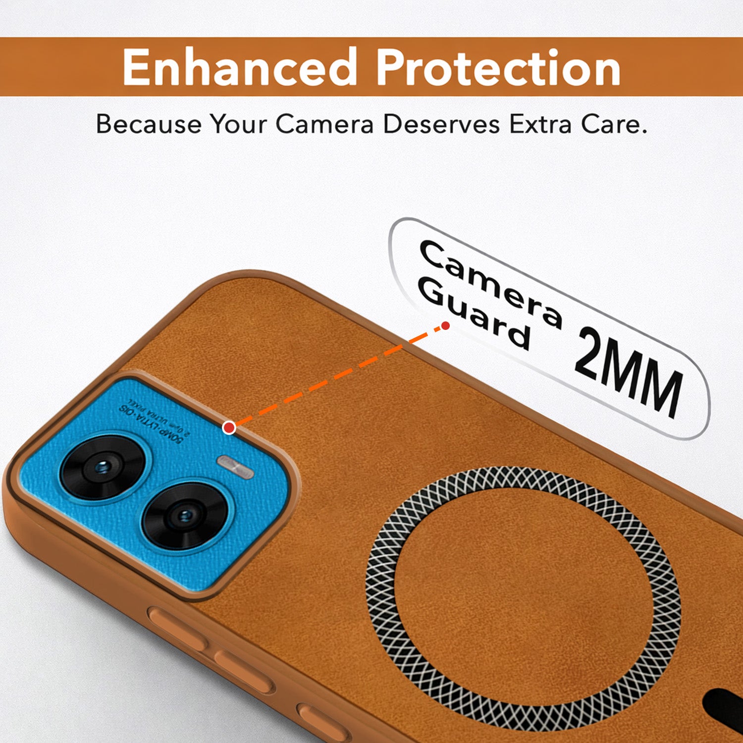 For Motorola Moto G96 Back Cover Case Leather Finish (MagSafe Compatible Wireless Charging | Soft Touch | Camera Bump Protection)