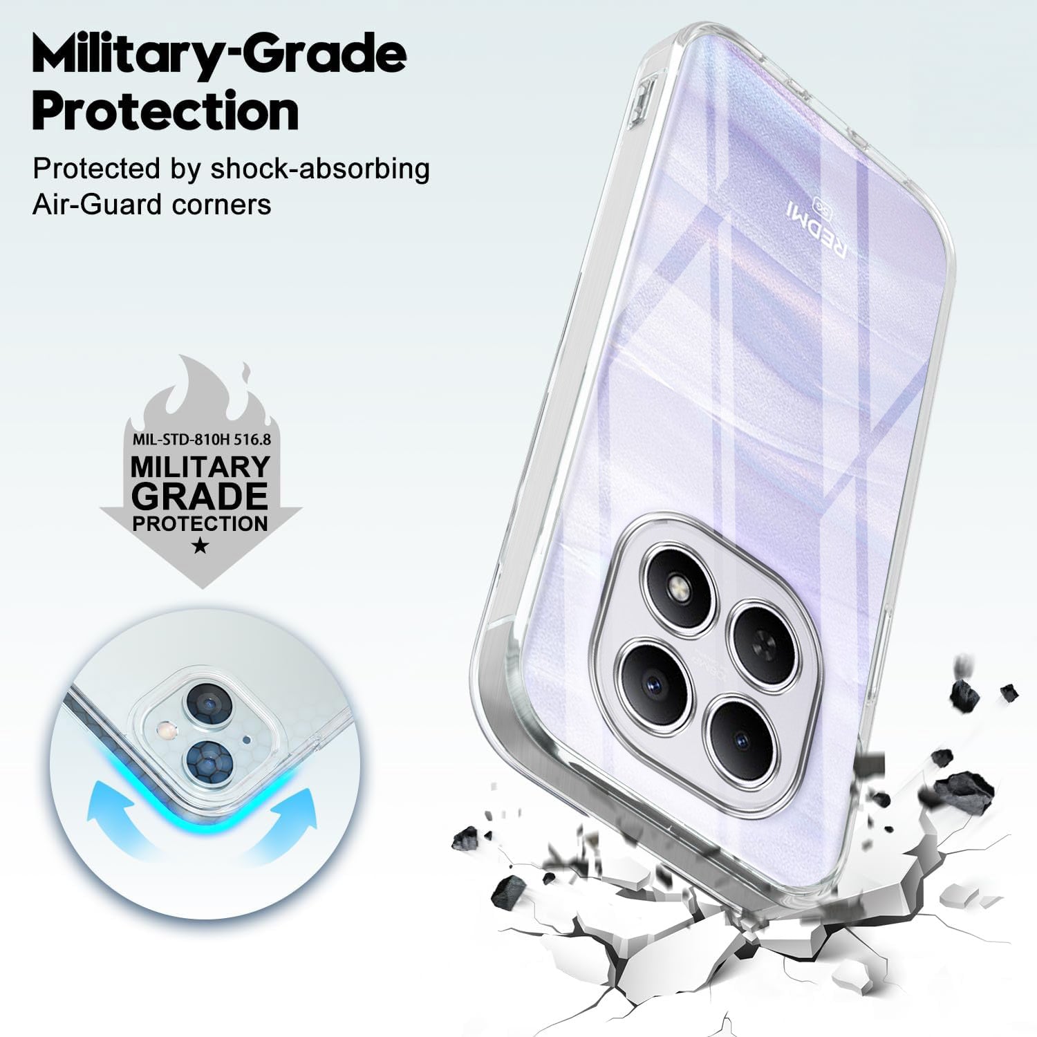 For Redmi note 15 | Redmi note 15 SE (5G) Back Cover Case Silicone (Clear Shockproof Case with Camera Protection | Soft and Flexible | Transparent)