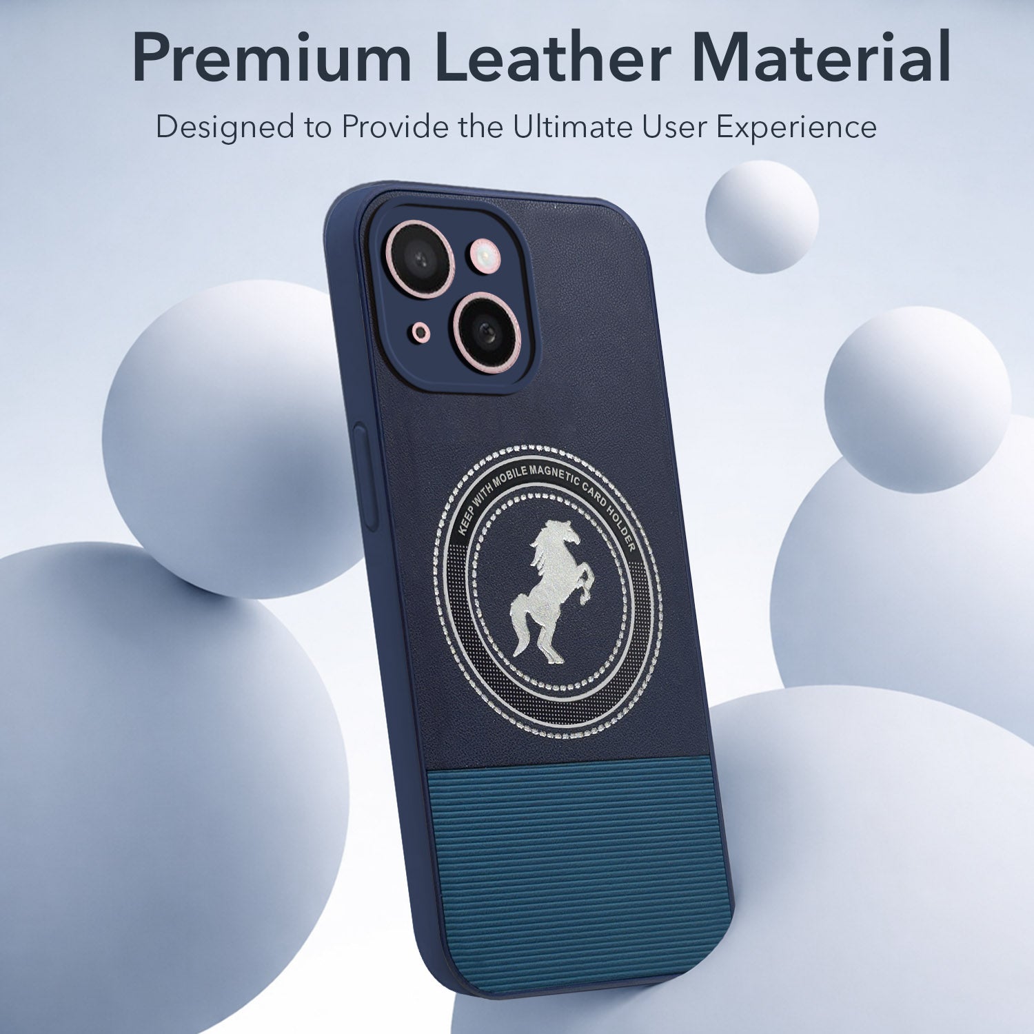 For Apple iPhone 15 Back Cover Case PU Leather Finish (Professional Minimalist Texture | MagSafe Compatile | Camera Protection | Sleek Sober Formal)