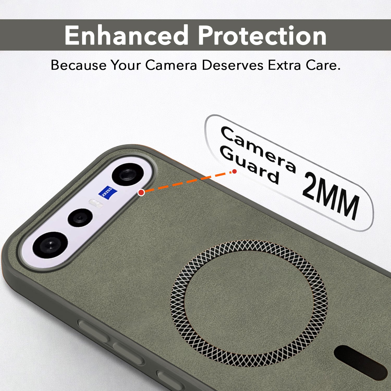 For Vivo X300 FE Back Cover Case Leather Finish (MagSafe Compatible Wireless Charging | Soft Touch | Camera Bump Protection)