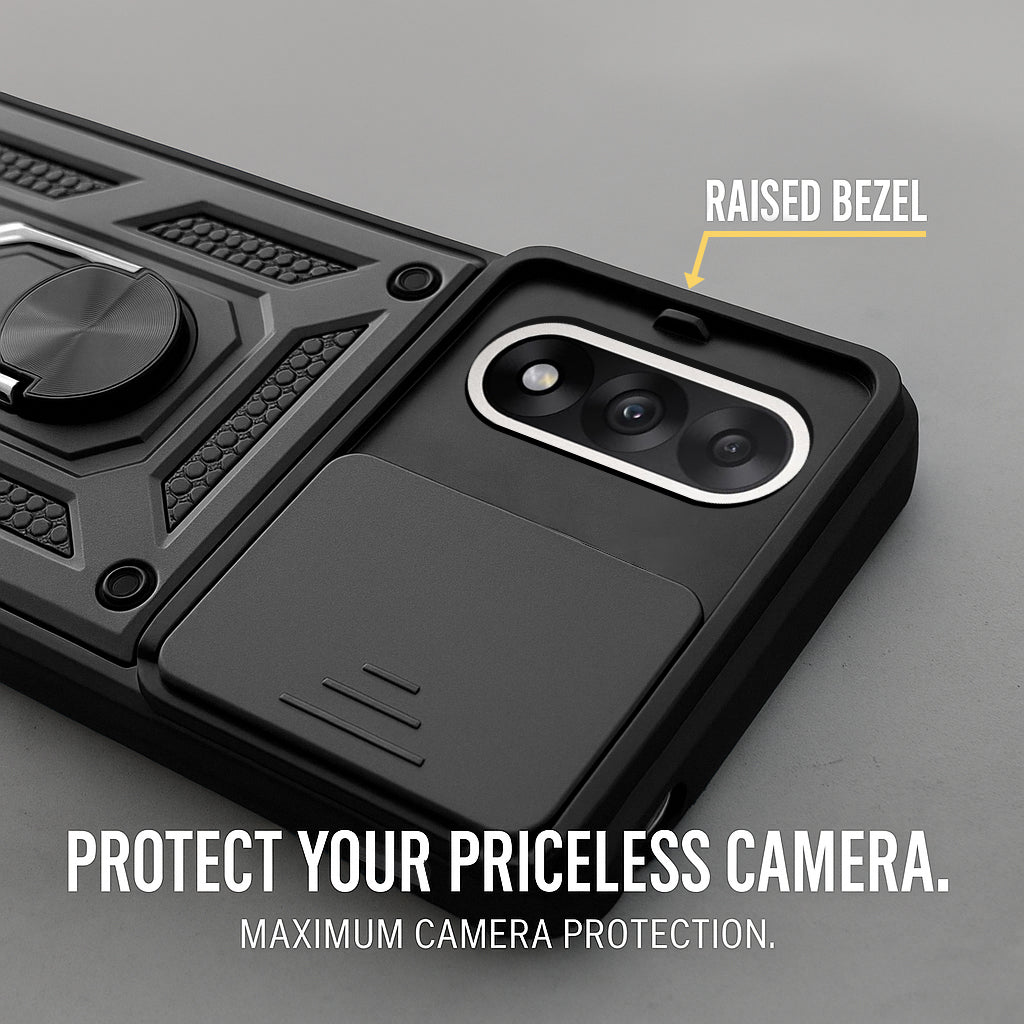For Oneplus Nord 5 Back Cover Case (Sliding Shutter Camera Protection | Polycarbonate |Ring Holder Kickstand)