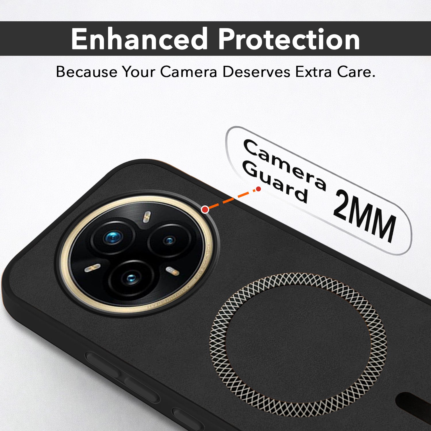 For Realme 14 Pro Plus 5G Back Cover Case Leather Finish (MagSafe Compatible Wireless Charging | Soft Touch | Camera Bump Protection)