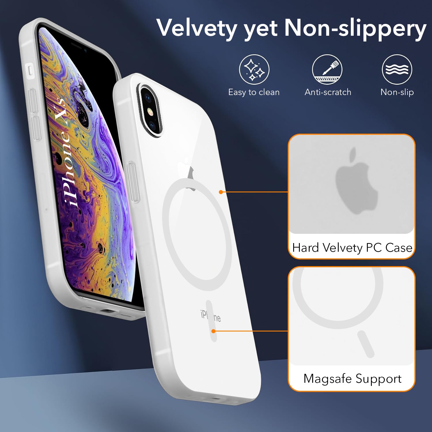 For Apple iPhone Xs Back Cover Case (Frosted Matte Feel | MagSafe Compatible Wireless Charging | Polycarbonate Material)