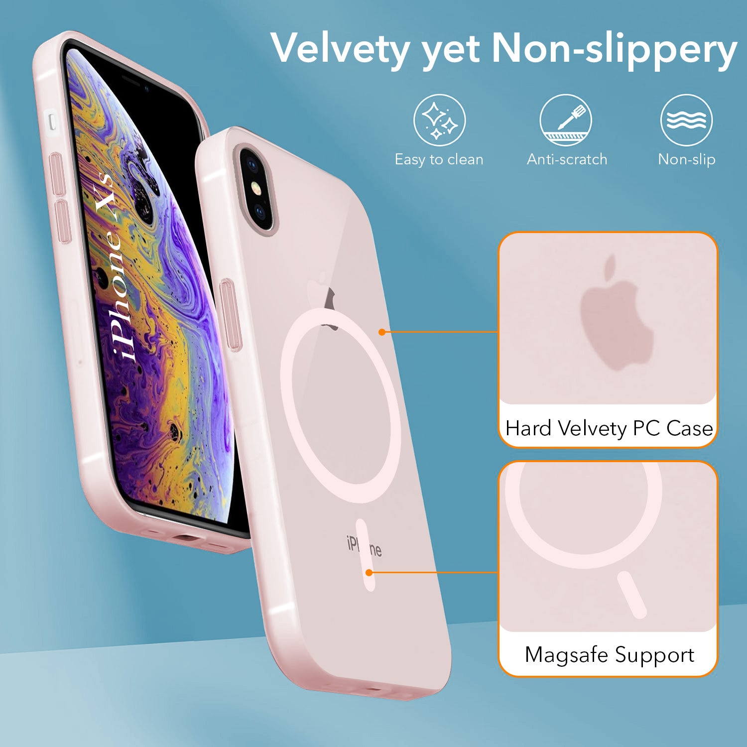 For Apple iPhone Xs Back Cover Case (Frosted Matte Feel | MagSafe Compatible Wireless Charging | Polycarbonate Material)