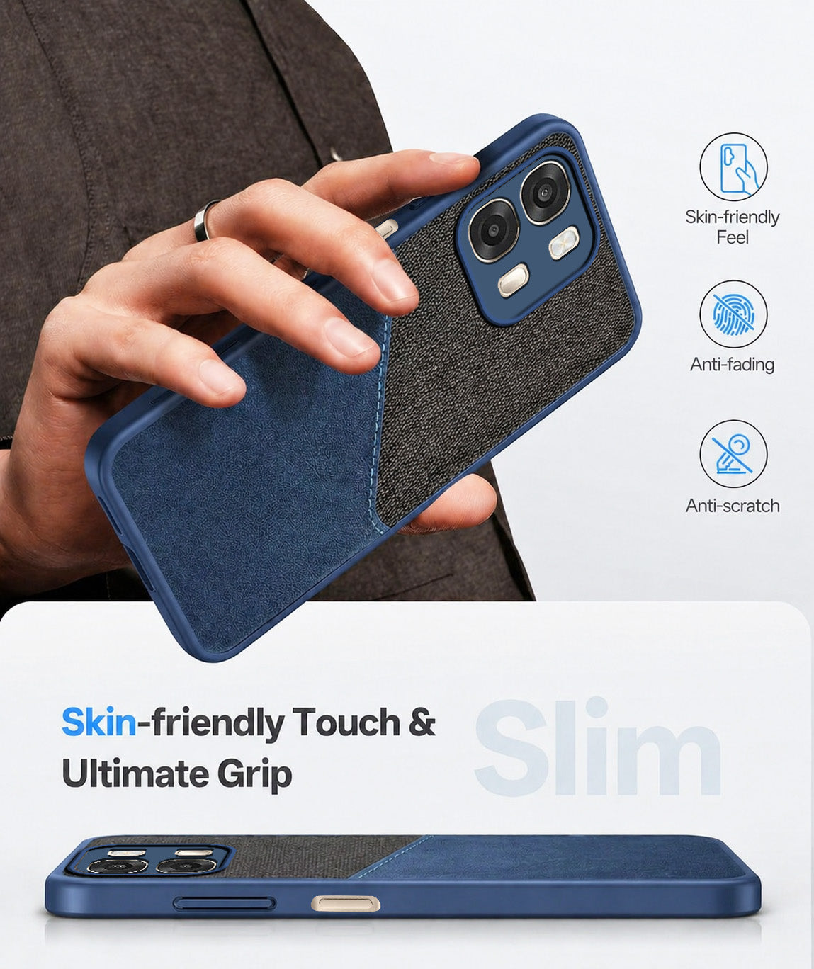 For Oppo A6 Pro Back Cover Case (Dual PU Leather Stitch | Professional Minimalist | Soft and Flexible)