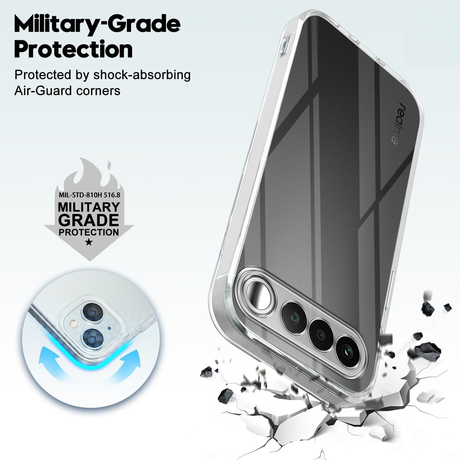 For Realme 16 Back Cover Case Silicone (Clear Shockproof Case with Camera Protection | Soft and Flexible | Transparent)