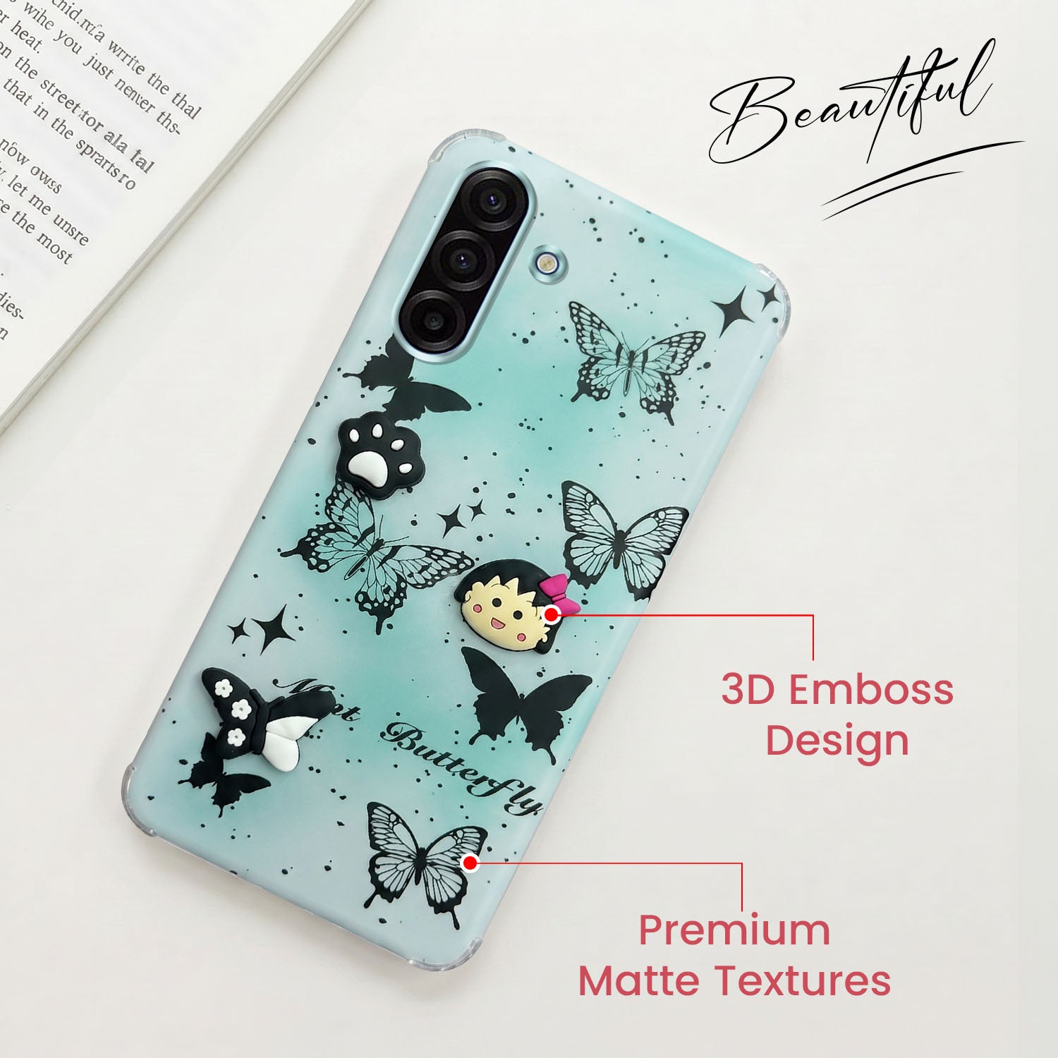 For Samsung Galaxy A17 | Samsung F17 | Samsung M17 5G Back Cover Case (3D Cute Cartoons | Hard Back Side Soft | Matte Premium Finish | HD Printing)