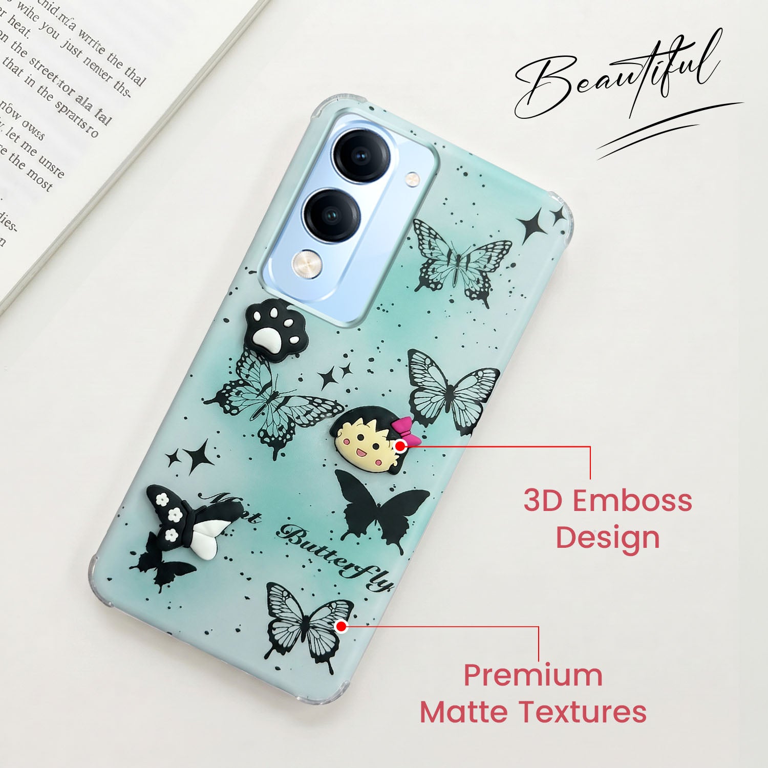 For Vivo iQOO Z10 Lite Back Cover Case (3D Cute Cartoons | Hard Back Side Soft | Matte Premium Finish | HD Printing)