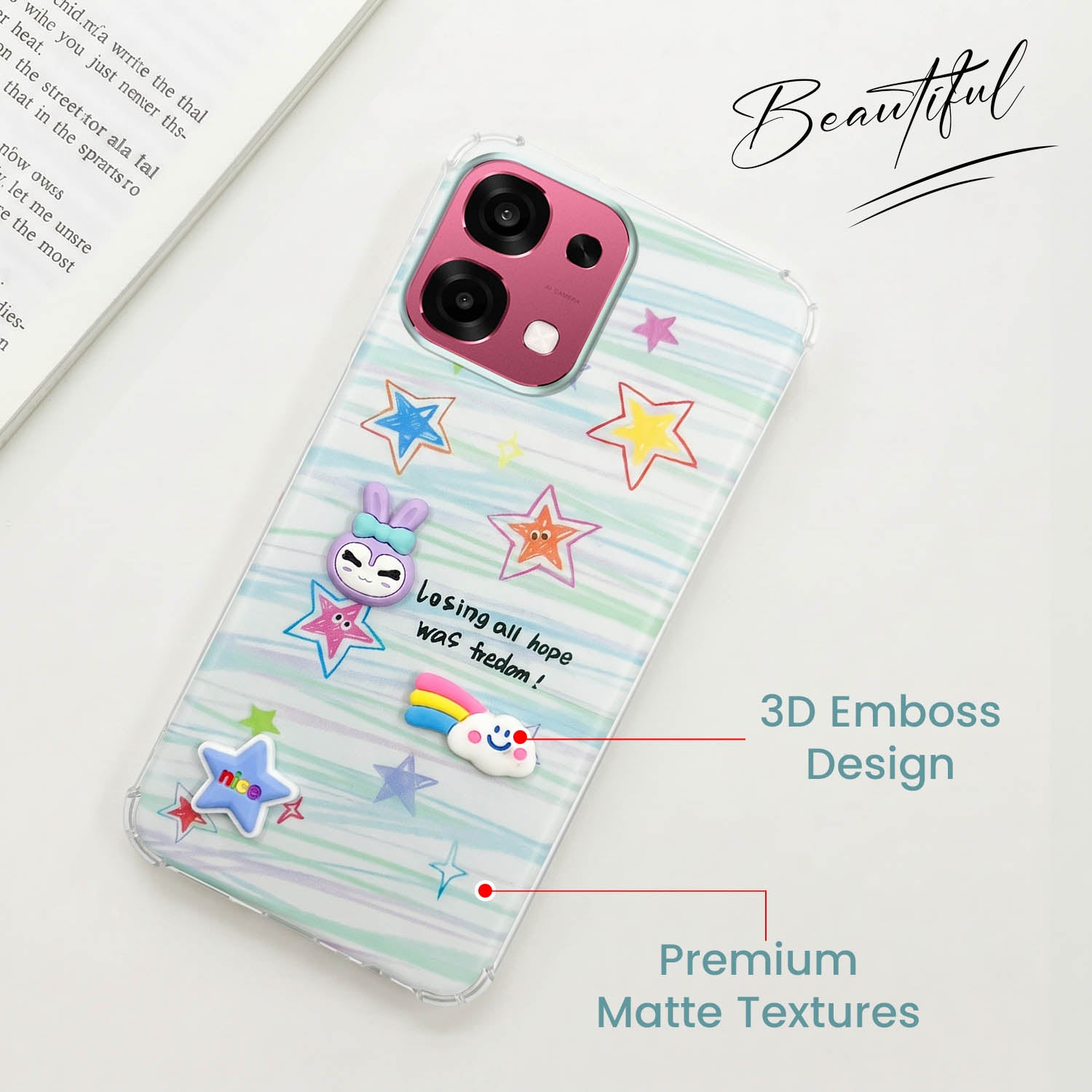For Oppo F31 5G | Oppo F33 5G Back Cover Case (3D Cute Cartoons | Hard Back Side Soft | Matte Premium Finish | HD Printing)