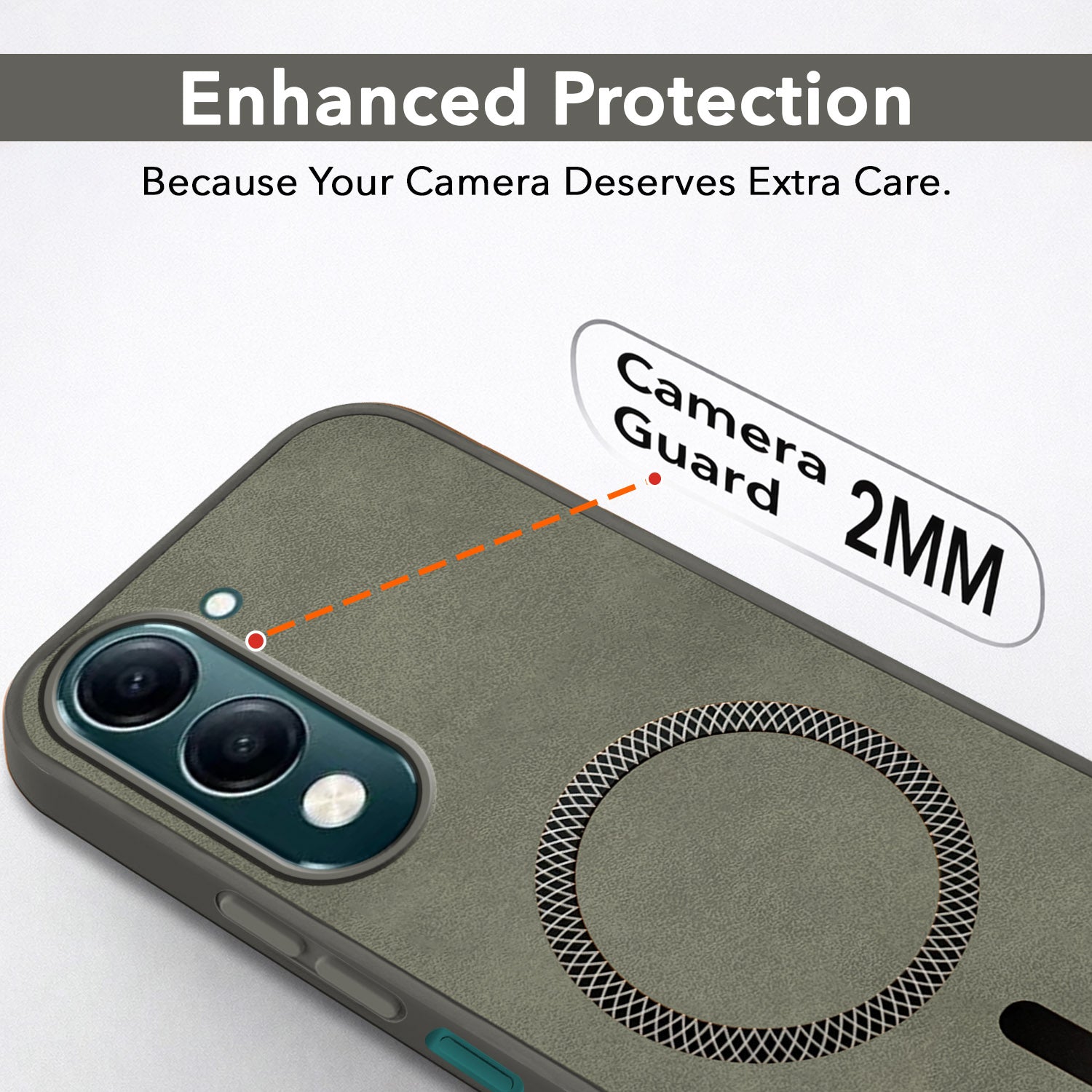 For Vivo Y19 | Vivo Y19e | Vivo T4 Lite Back Cover Case Leather Finish (MagSafe Compatible Wireless Charging | Soft Touch | Camera Bump Protection)