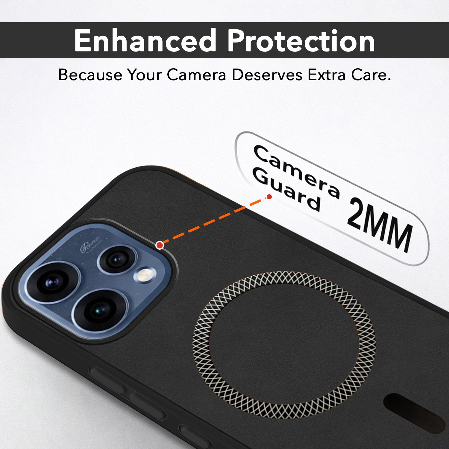 For Oppo Reno15 5G | Oppo Reno 15 5G Back Cover Case Leather Finish (MagSafe Compatible Wireless Charging | Soft Touch | Camera Bump Protection)