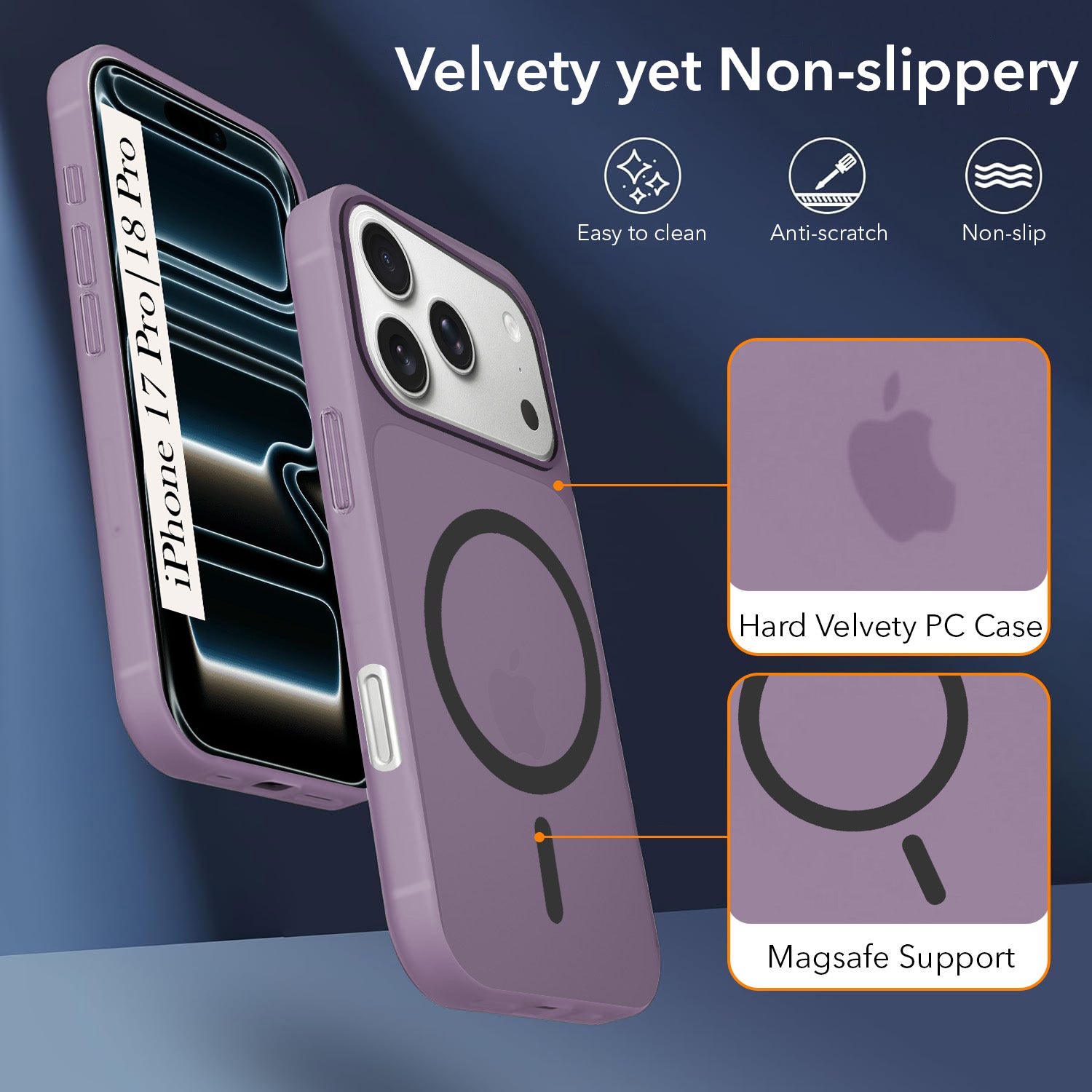 For iPhone 17 Pro | iPhone 18 Pro Back Cover Case (Frosted Matte Feel | MagSafe Compatible Wireless Charging)