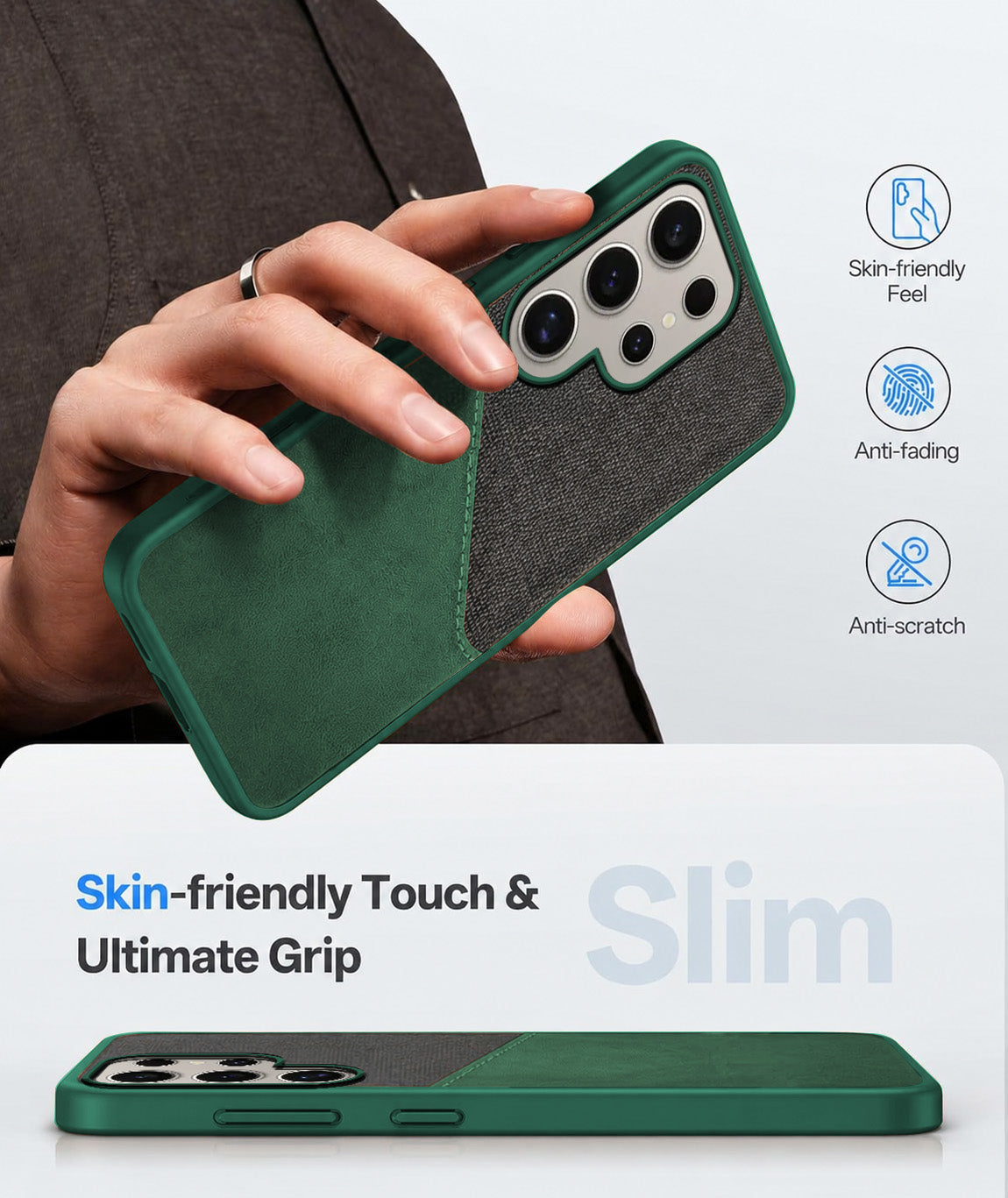 For Samsung Galaxy S24 Ultra Back Cover Case (Dual PU Leather Stitch | Professional Minimalist | Soft and Flexible)