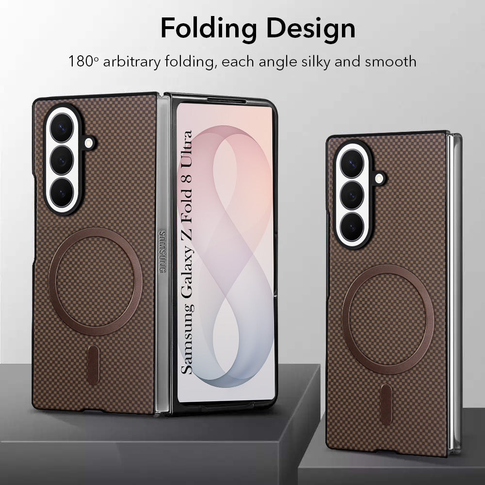 For Samsung Galaxy Z Fold 8 Ultra Back Case Cover (MagSafe Wireless Charging Compatible | Hexa Leather Finish | Inside Microfiber Cloth)
