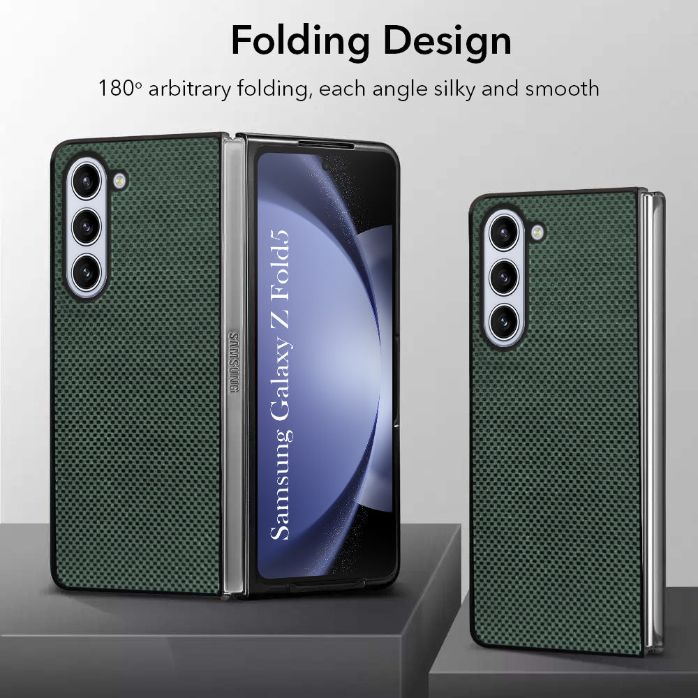 For Samsung Galaxy Z Fold 5 5G Back Flip Case Cover (Craft Printed Design | Hybrid Texture | Inside Microfiber Cloth)