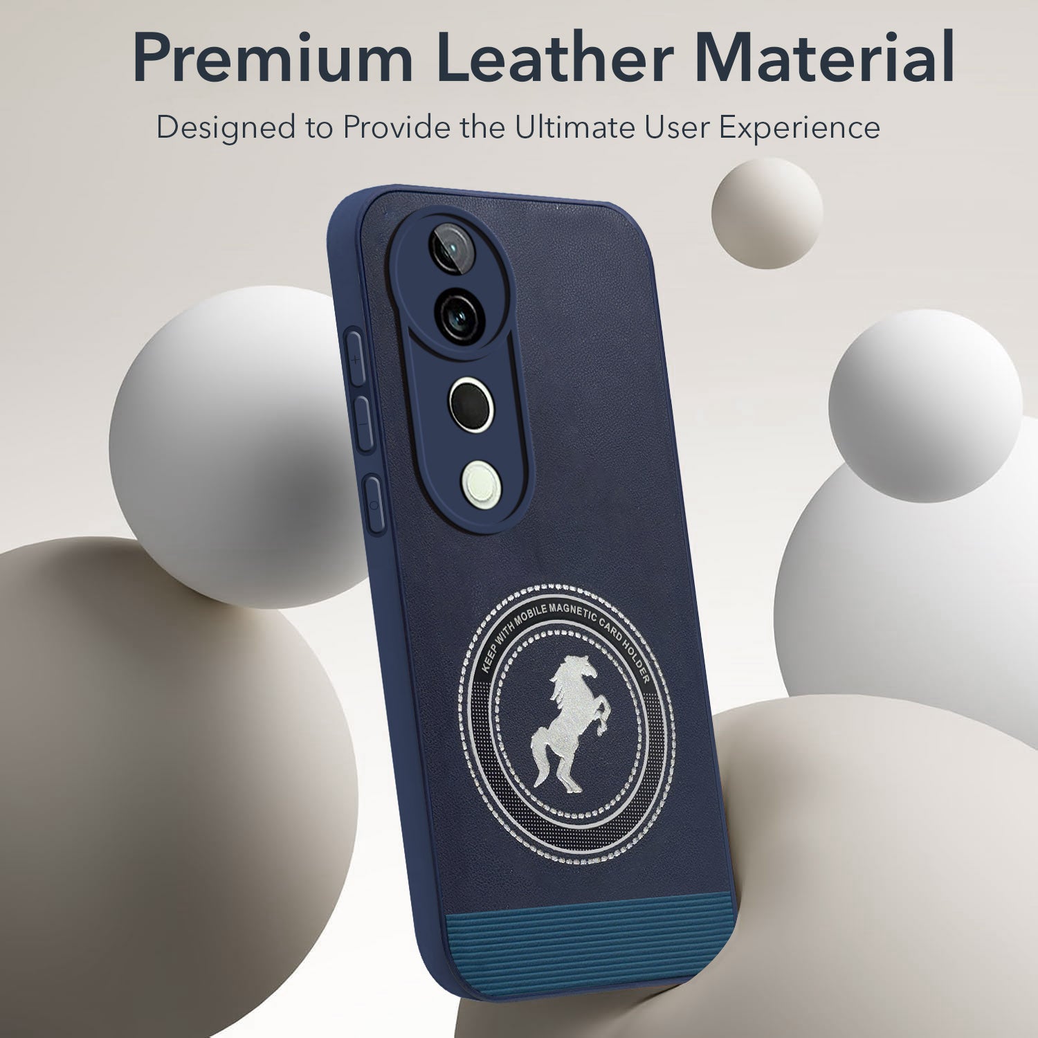 For Vivo T3 Ultra Back Cover Case PU Leather Finish Back Cover Case (Professional Minimalist Texture | MagSafe Compatile | Camera Protection | Sleek Sober Formal)