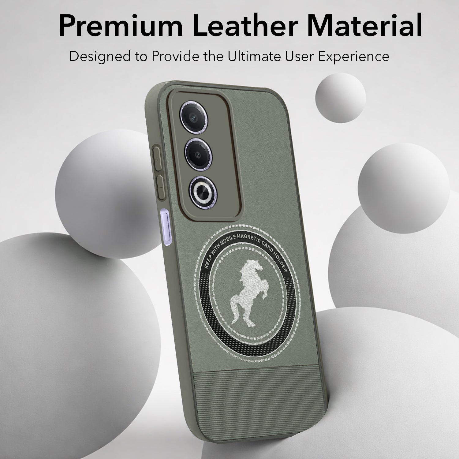 For Oppo A3 Pro 5G  Back Cover Case PU Leather Finish (Professional Minimalist Texture | MagSafe Compatile | Camera Protection | Sleek Sober Formal)