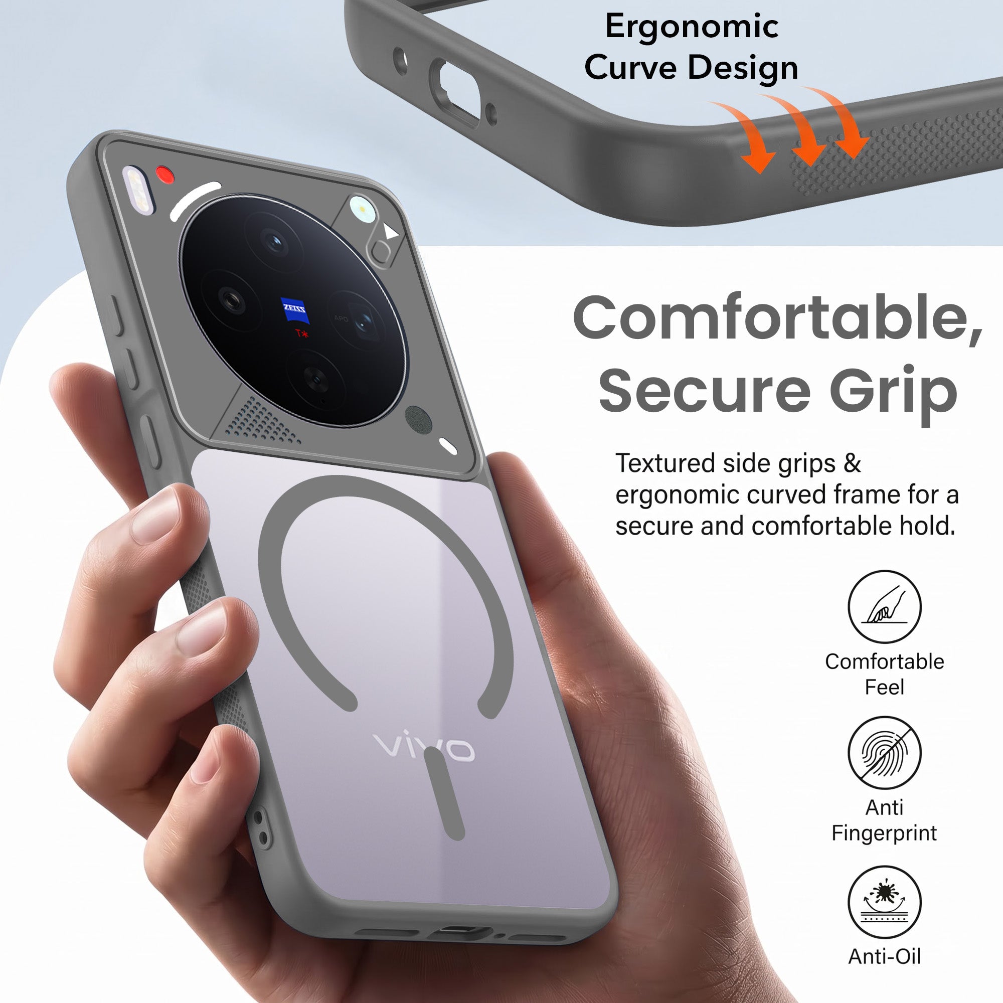 For Vivo X300 5G Back Cover Case Lifetime Anti-Yellow Clear (Camera Protection | Side Grip | Wireless MagSafe Compatible)