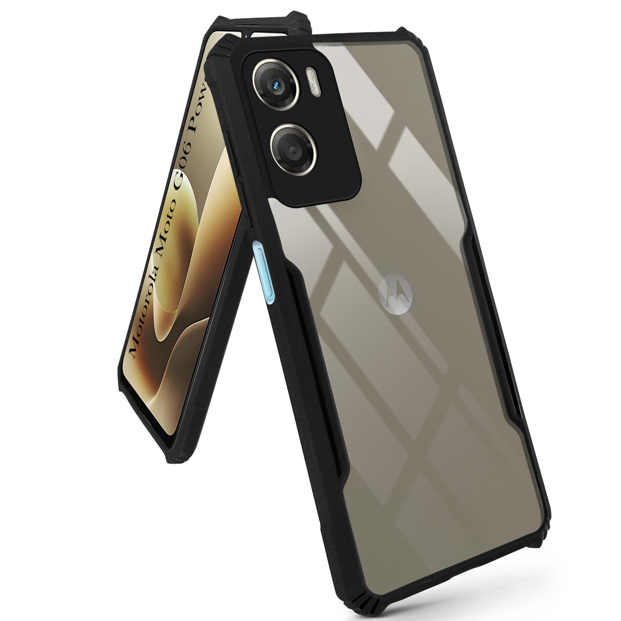 For Motorola Moto G06 Power Back Cover Case Hybrid (Shockproof with Polycarbonate Clear Panel | Professional Black)