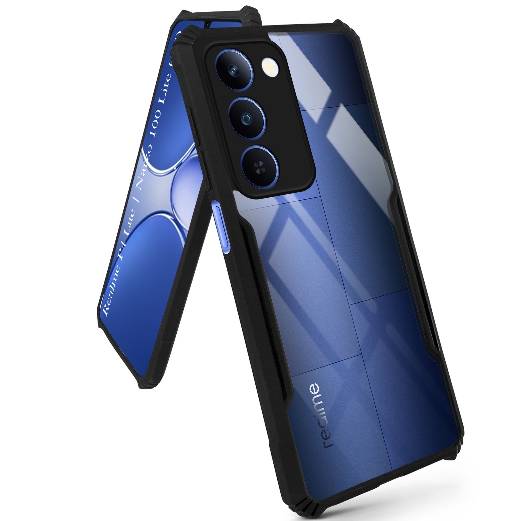 For Realme P4 Lite 5G | Realme Narzo 100 Lite 5G Back Cover Case Hybrid (Shockproof with Polycarbonate Clear Panel | Professional Black)