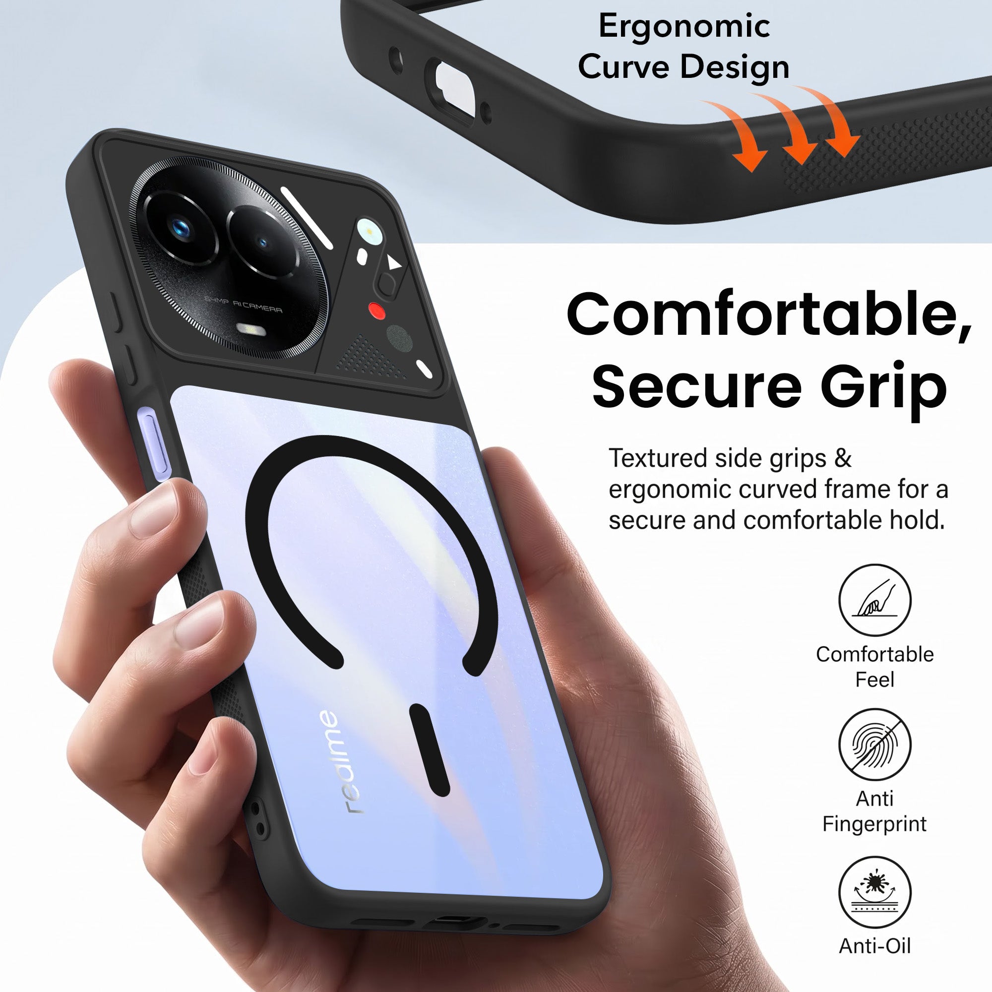 For Realme 11 5G | Realme 11x 5G Back Cover Case Lifetime Anti-Yellow Clear (Camera Protection | Side Grip | Wireless MagSafe Compatible)