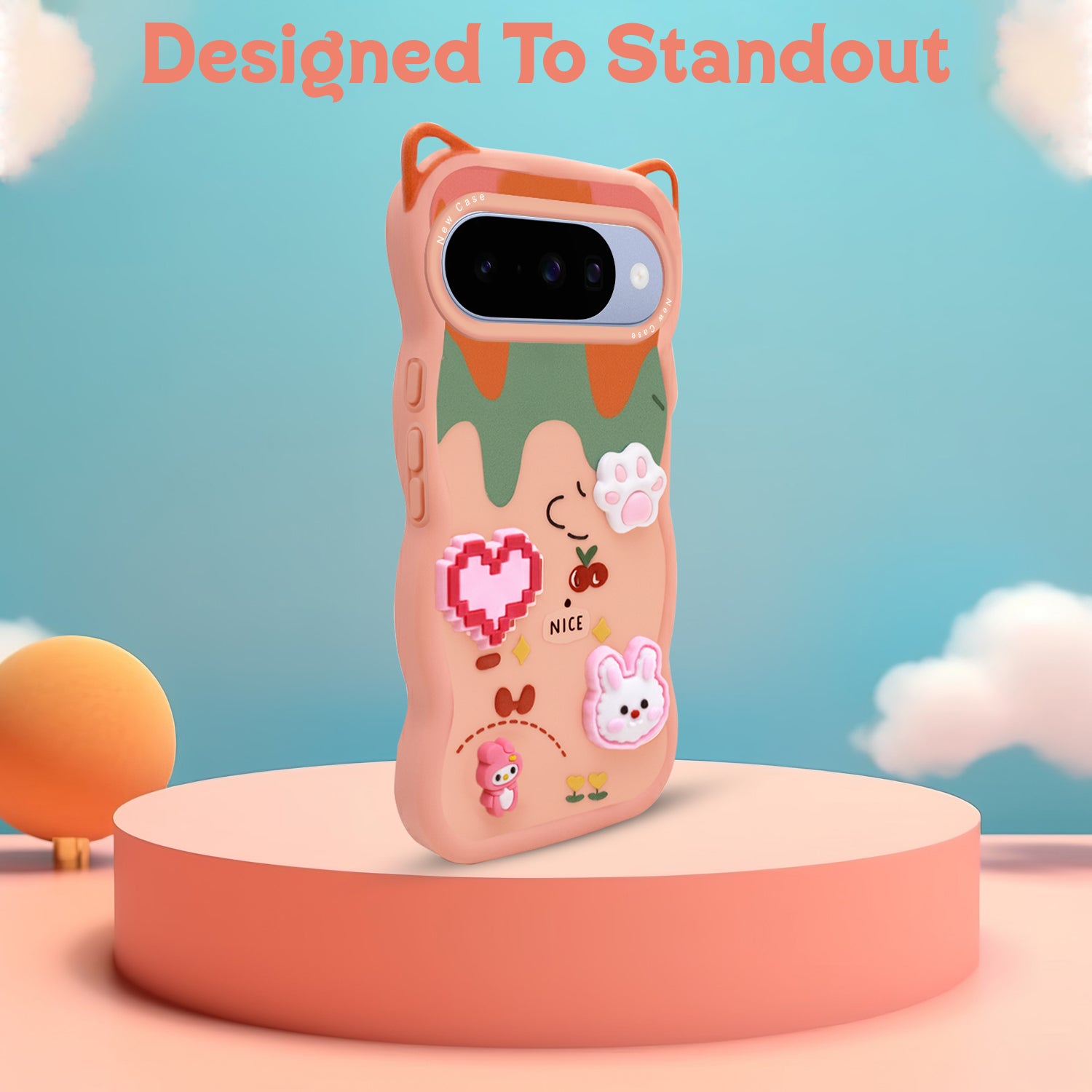 For Google Pixel 10 Back Case Cover Strap (3D Embossed Figures | Strap Holder | 360* Soft Cushion with Camera Bump)