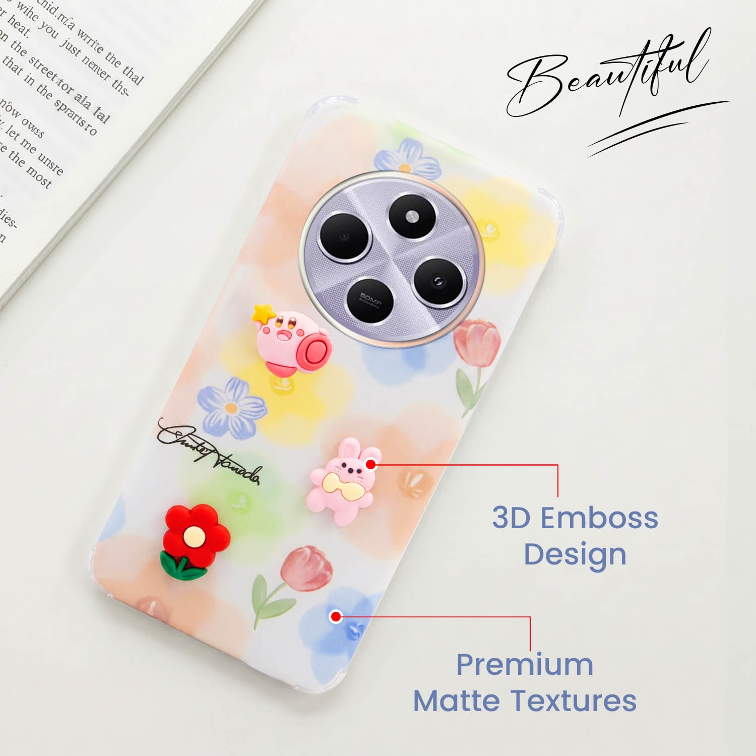 For Redmi A4 5G | Xiaomi Redmi 14C Back Cover Case (3D Cute Cartoons | Hard Back Side Soft | Matte Premium Finish | HD Printing)