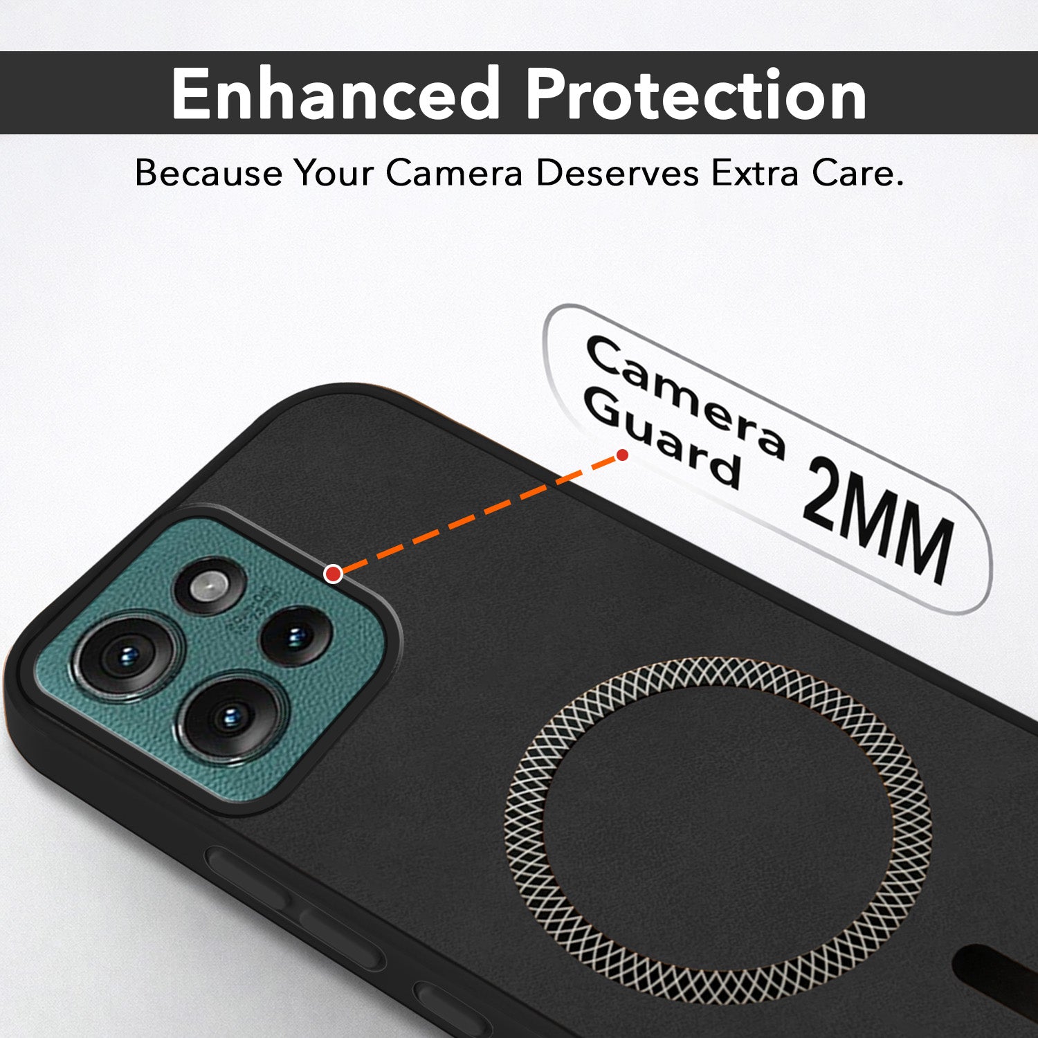 For Motorola Moto Edge 50 5G Back Cover Case Leather Finish (MagSafe Compatible Wireless Charging | Soft Touch | Camera Bump Protection)