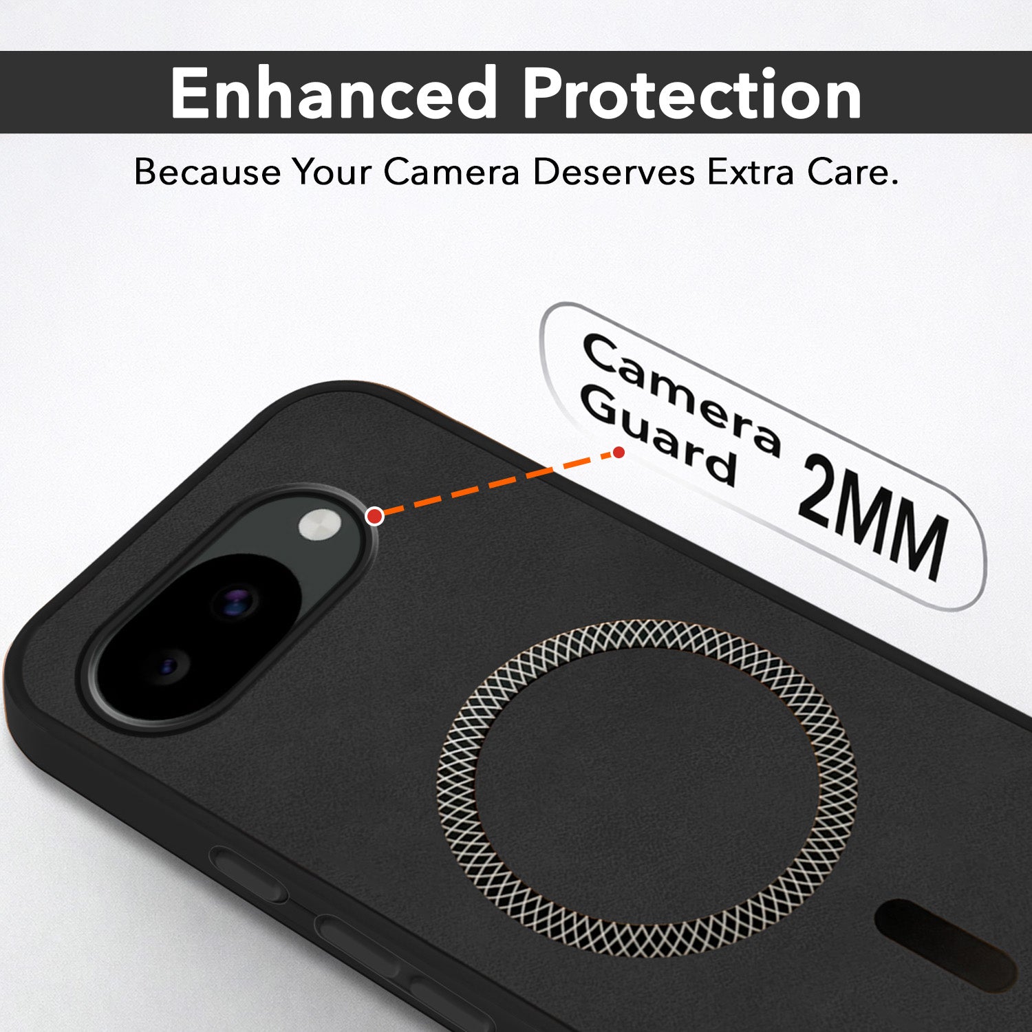 For Google Pixel 10a Back Cover Case Leather Finish (MagSafe Compatible Wireless Charging | Soft Touch | Camera Bump Protection)