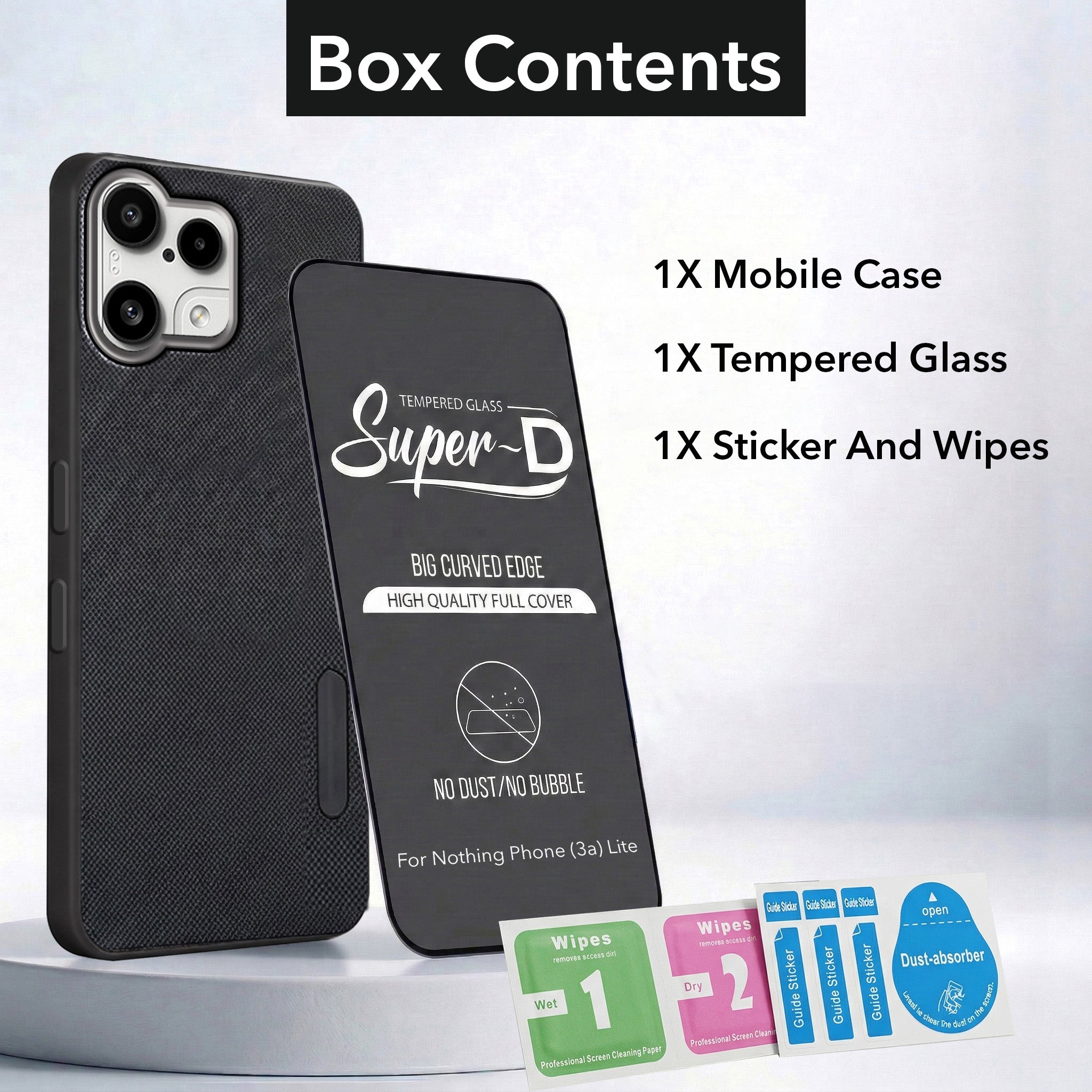 For Nothing Phone 3A Lite Combo (Textured Grip Design | Micro-Fiber Cloth Inside | Oleophobic Coating Screen Glass)