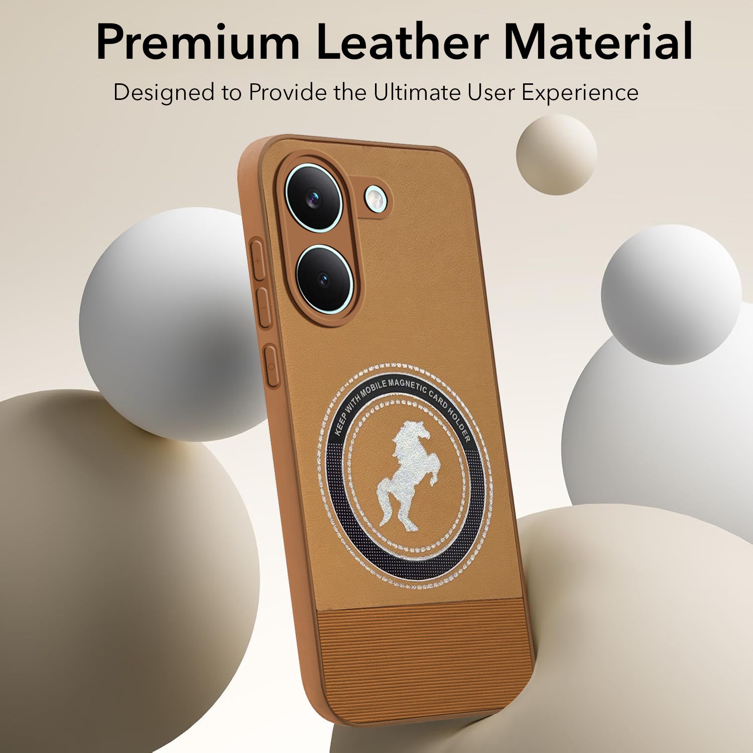 For Poco X8 Pro Back Cover Case PU Leather Finish (Professional Minimalist Texture | MagSafe Compatile | Camera Protection | Sleek Sober Formal)
