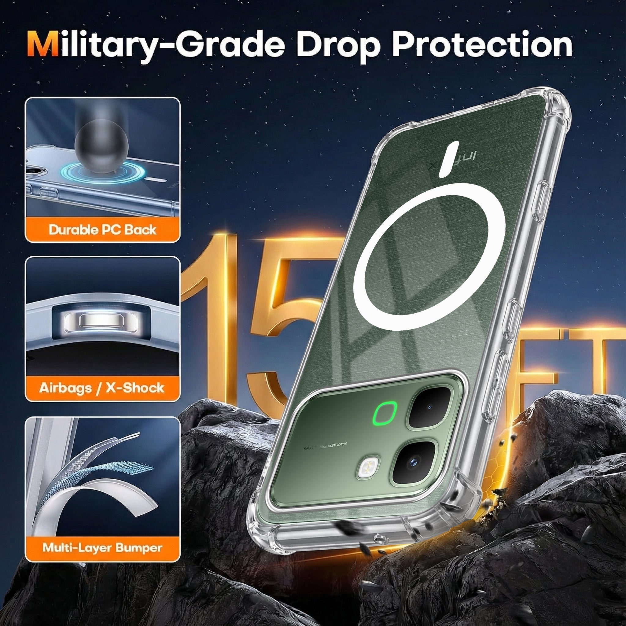 For Infinix Note Edge Back Cover Shockproof Crystal-Clear (Magsafe Wireless Support | Drop & Camera Protection | Hard Polycarbonate)