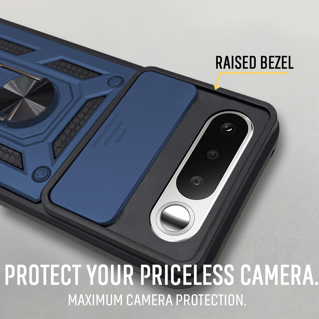 For Realme 16 Back Cover Case Hybrid Armor (Sliding Shutter Camera Protection | Polycarbonate |Ring Holder Kickstand)