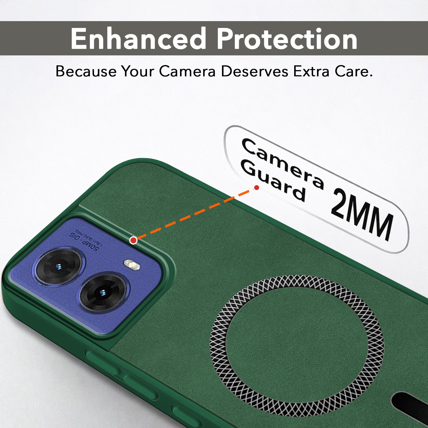 For Motorola Moto G85 5G Back Cover Case Leather Finish (MagSafe Compatible Wireless Charging | Soft Touch | Camera Bump Protection)