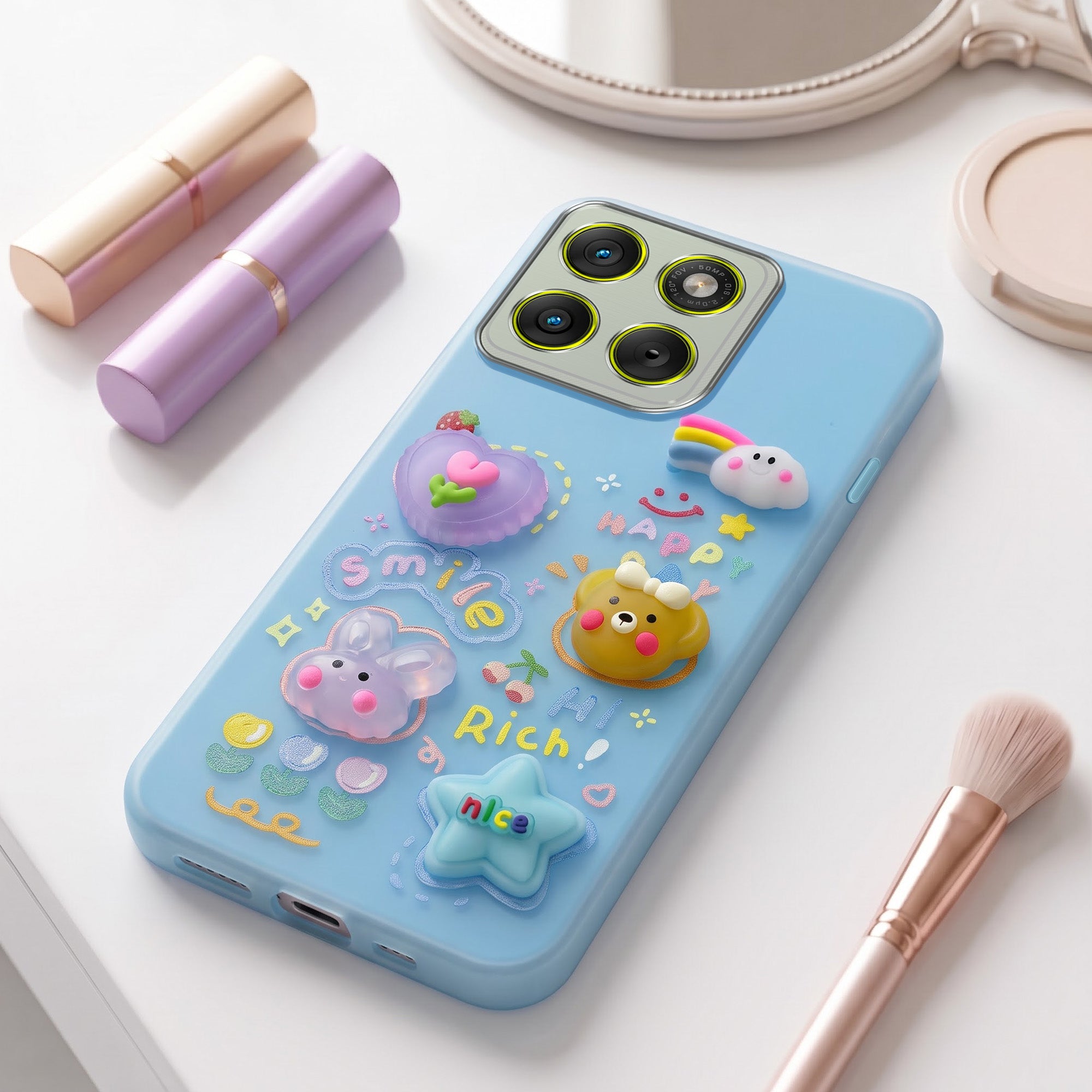 For Motorola Moto Edge 70 Back Cover Case (3D Cute Cartoons | Hard Back Side Soft | Matte Premium Finish | HD Printing)