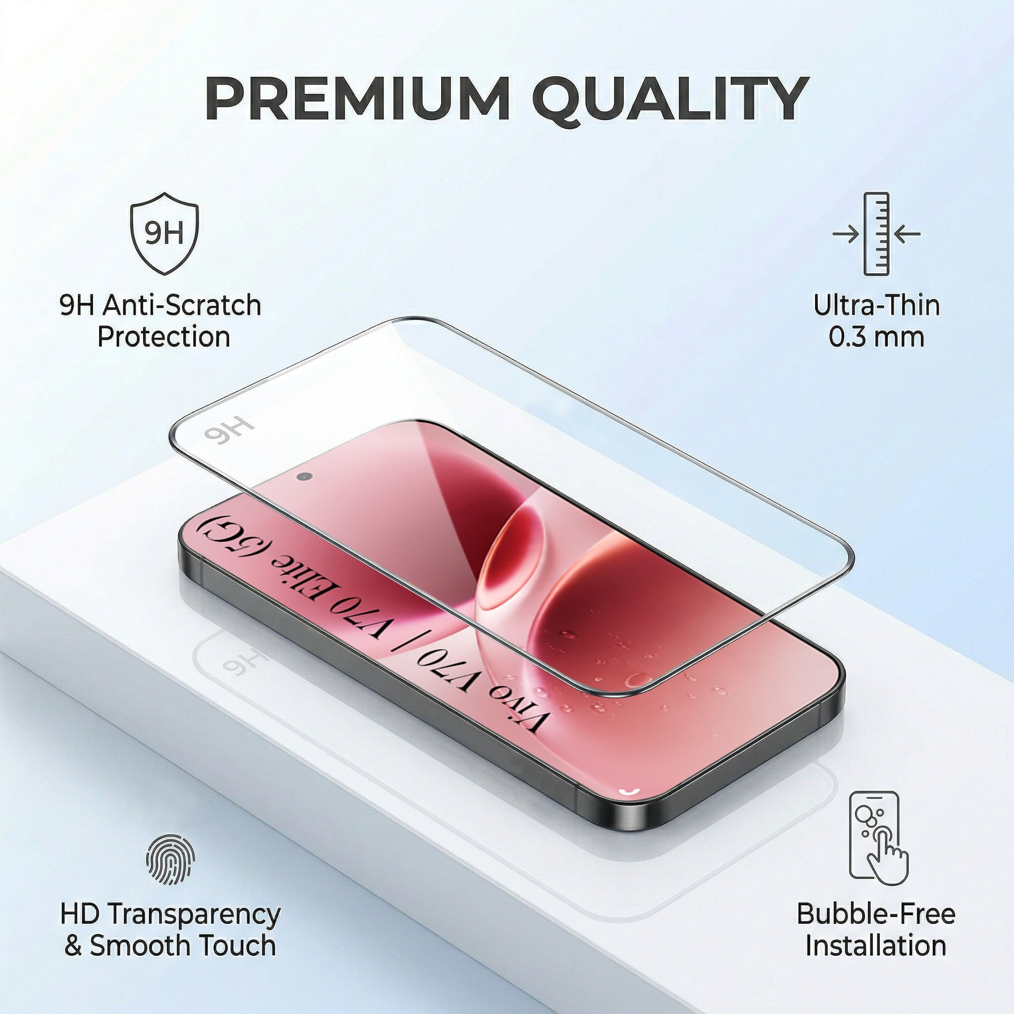 For Vivo V70 | Vivo V70 Elite 5G Combo with Back Cover and 9H Tempered Glass (Lifetime Anti-Yellow | Crystal Clear Shockproof | Oleophobic Coating Screen Glass)