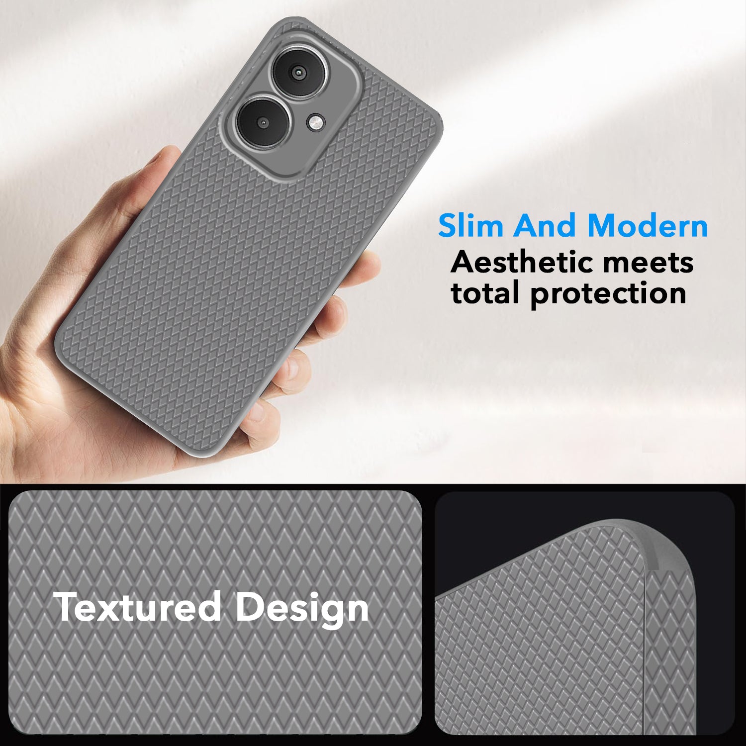 For Poco M6 5G Back Cover Case (Liquid Silicone | Side Grip | Camera Protection)