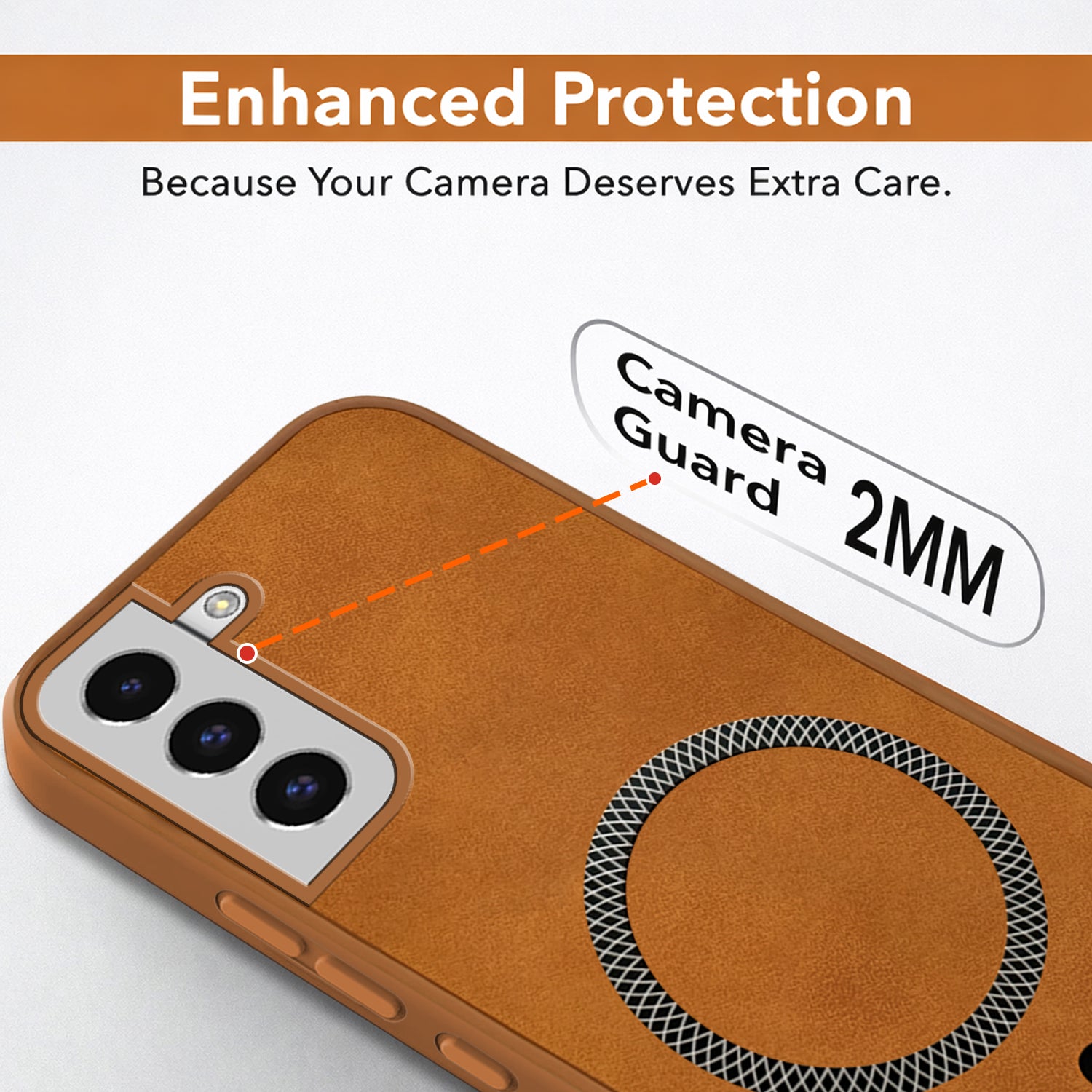For Samsung Galaxy S22 Back Cover Case Leather Finish (MagSafe Compatible Wireless Charging | Soft Touch | Camera Bump Protection)