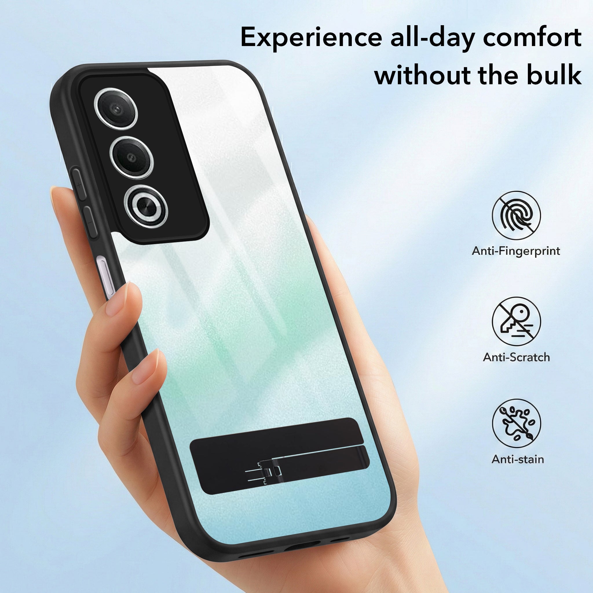 For Oppo K12x 5G Back Cover Case (Built-in Stand | Lifetime Anti Yellow | Kickstand Shockproof | Camera Protection | MagSafe Compatible)