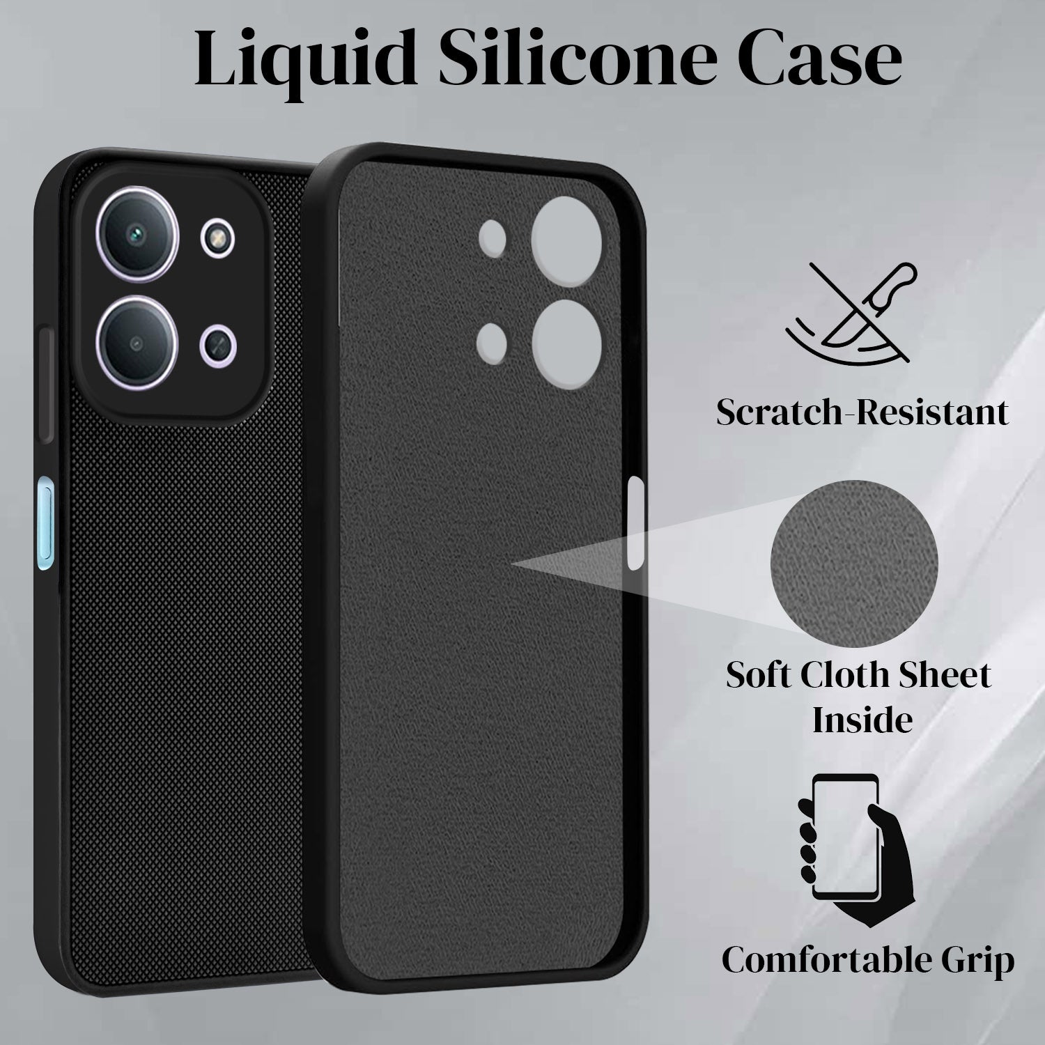 For Redmi 15C Back Cover Case Rubberised (Textured Grip Design | Micro-Fiber Cloth Inside | Slim and Light Weight | Soft Touch and Feel)