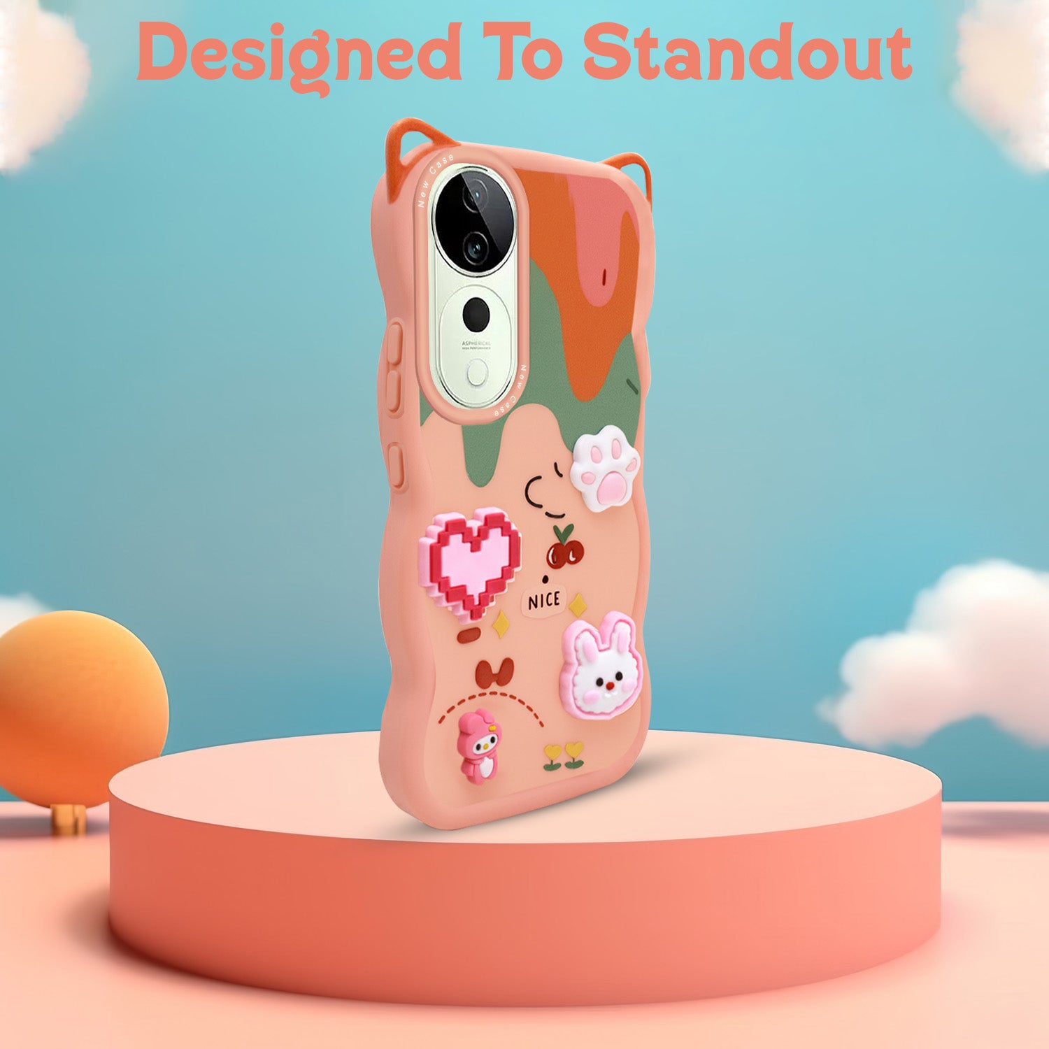 For Vivo T3 Ultra Back Case Cover Strap (3D embossed Figures | Strap Holder | 360* Soft Cushion with Camera Bump)