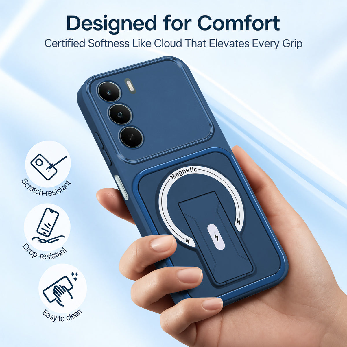 For Realme C73 Back Case Cover Metallic (Hybrid Armor Kickstand | MagSafe Compatible | Camera Protection Shockproof)