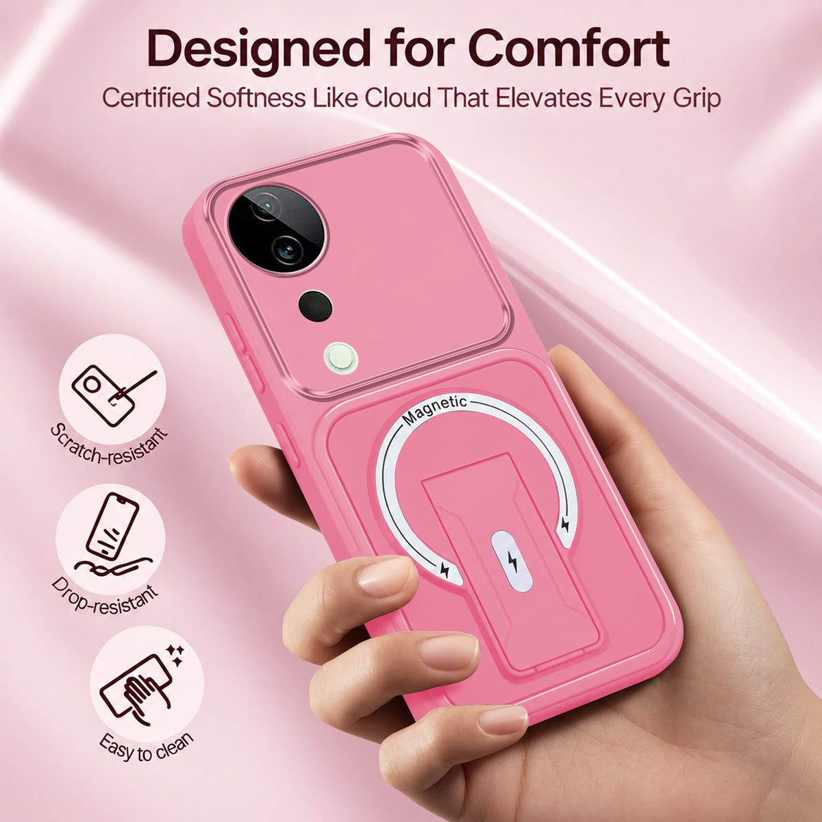 For Vivo T3 Ultra Back Case Cover Metallic (Hybrid Armor Kickstand | MagSafe Compatible | Camera Protection Shockproof)