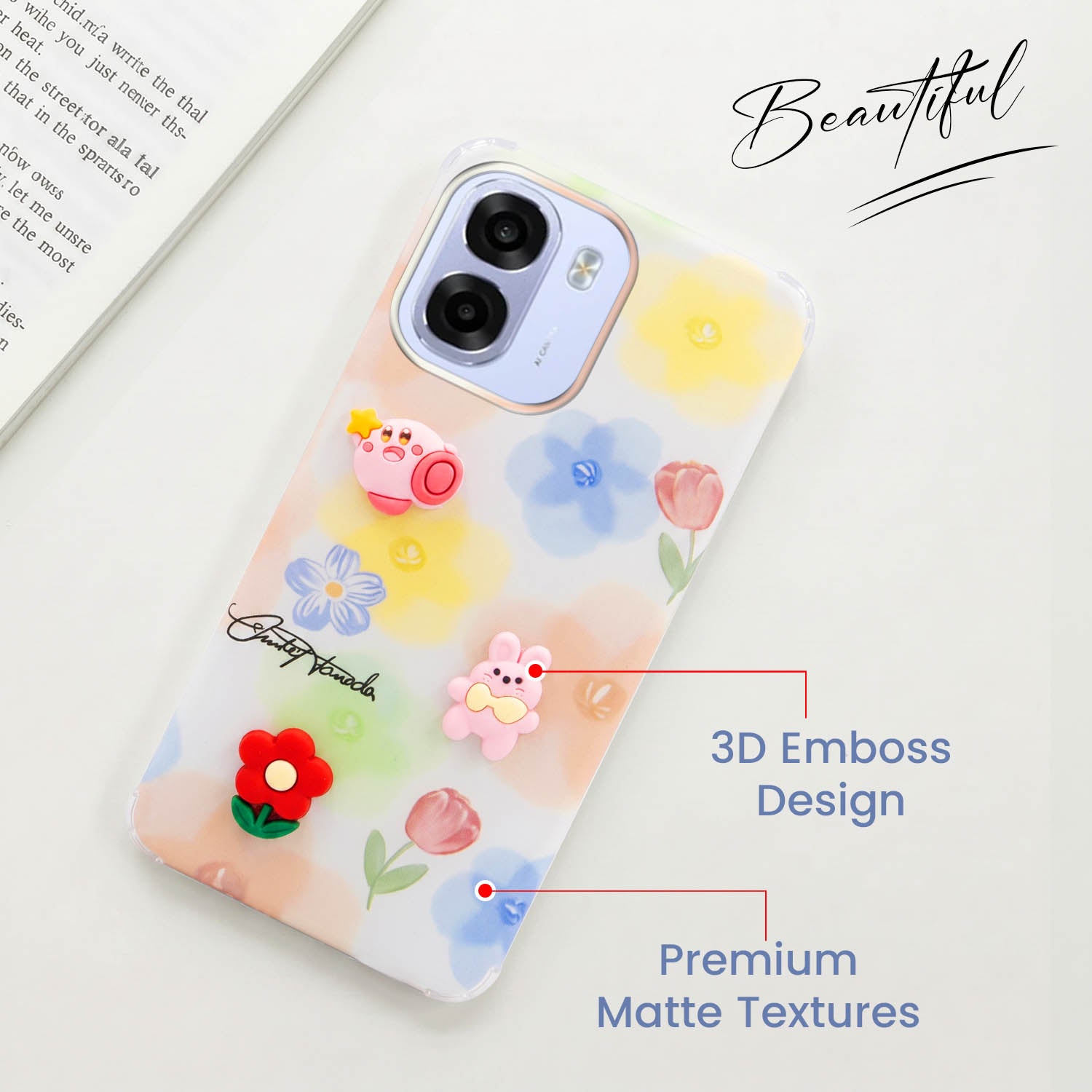 For Oppo K14x 5G Back Cover Case (3D Cute Cartoons | Hard Back Side Soft | Matte Premium Finish | HD Printing)