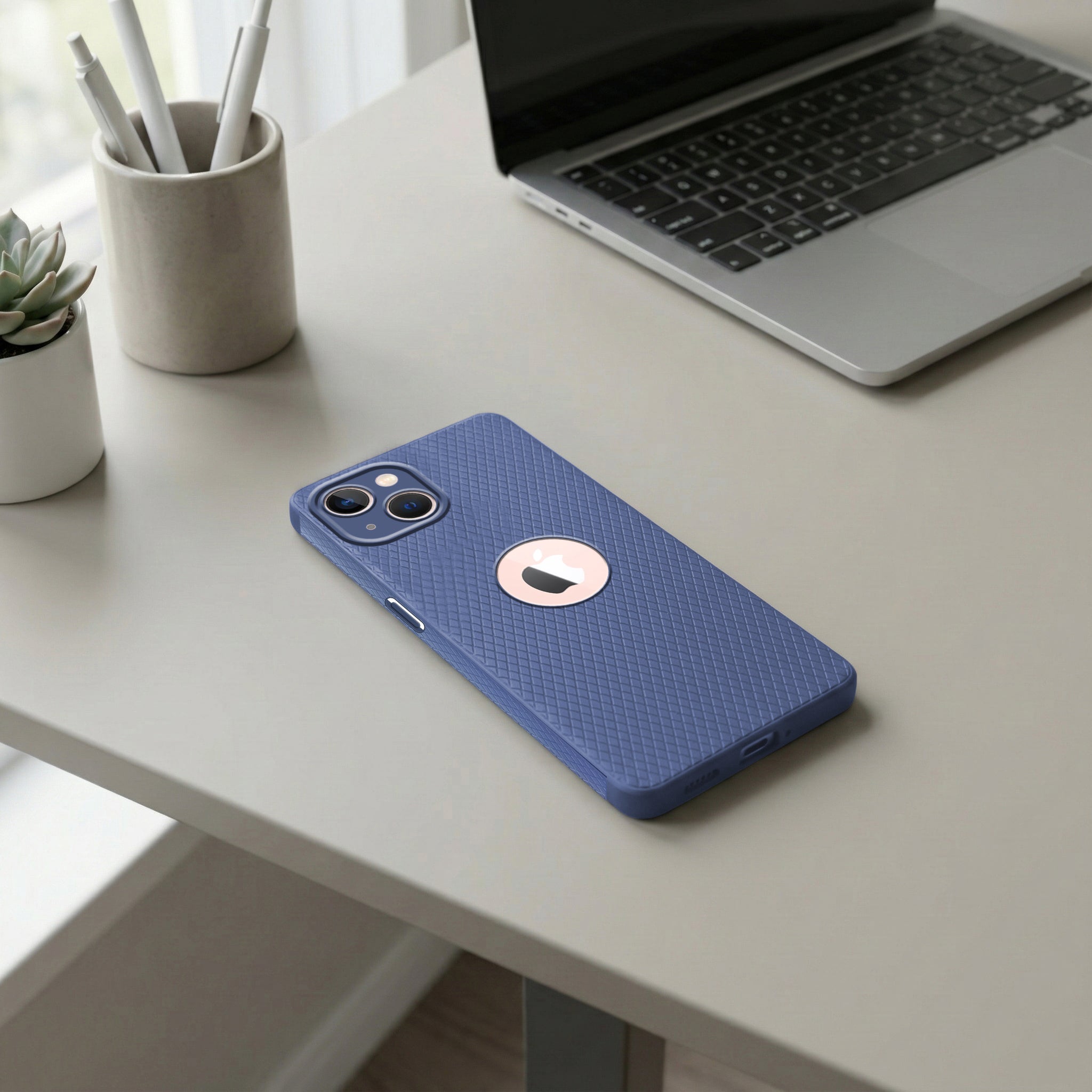 For Apple iPhone 13 Back Cover Case Liquid Silicone (Camera Protection | Side Grip Texture | Soft and Flexible)